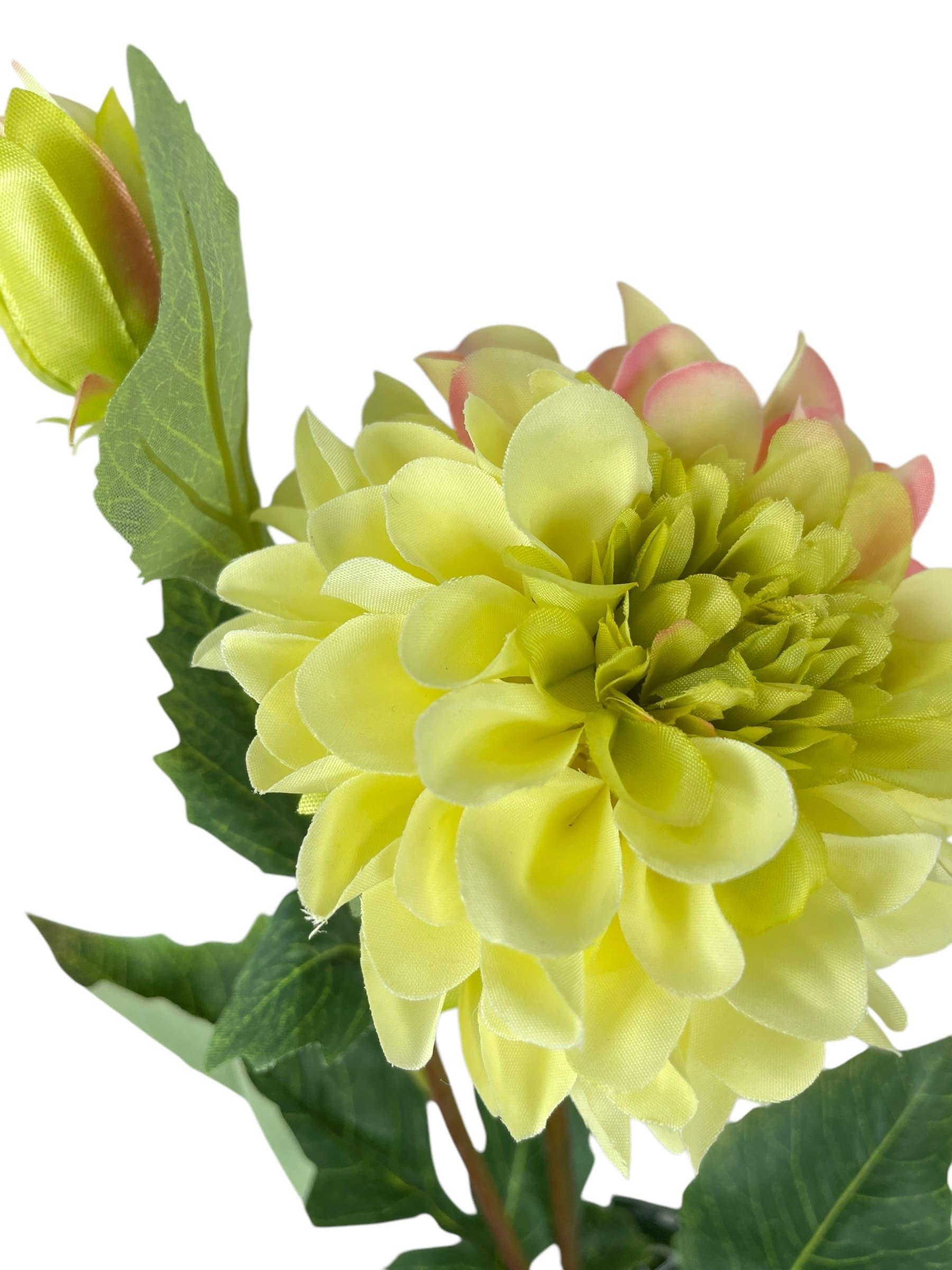 Dahlia Amarilla Clara de 68 cm Artificial | Estilo Natural para Interiores y Vitrinas-2