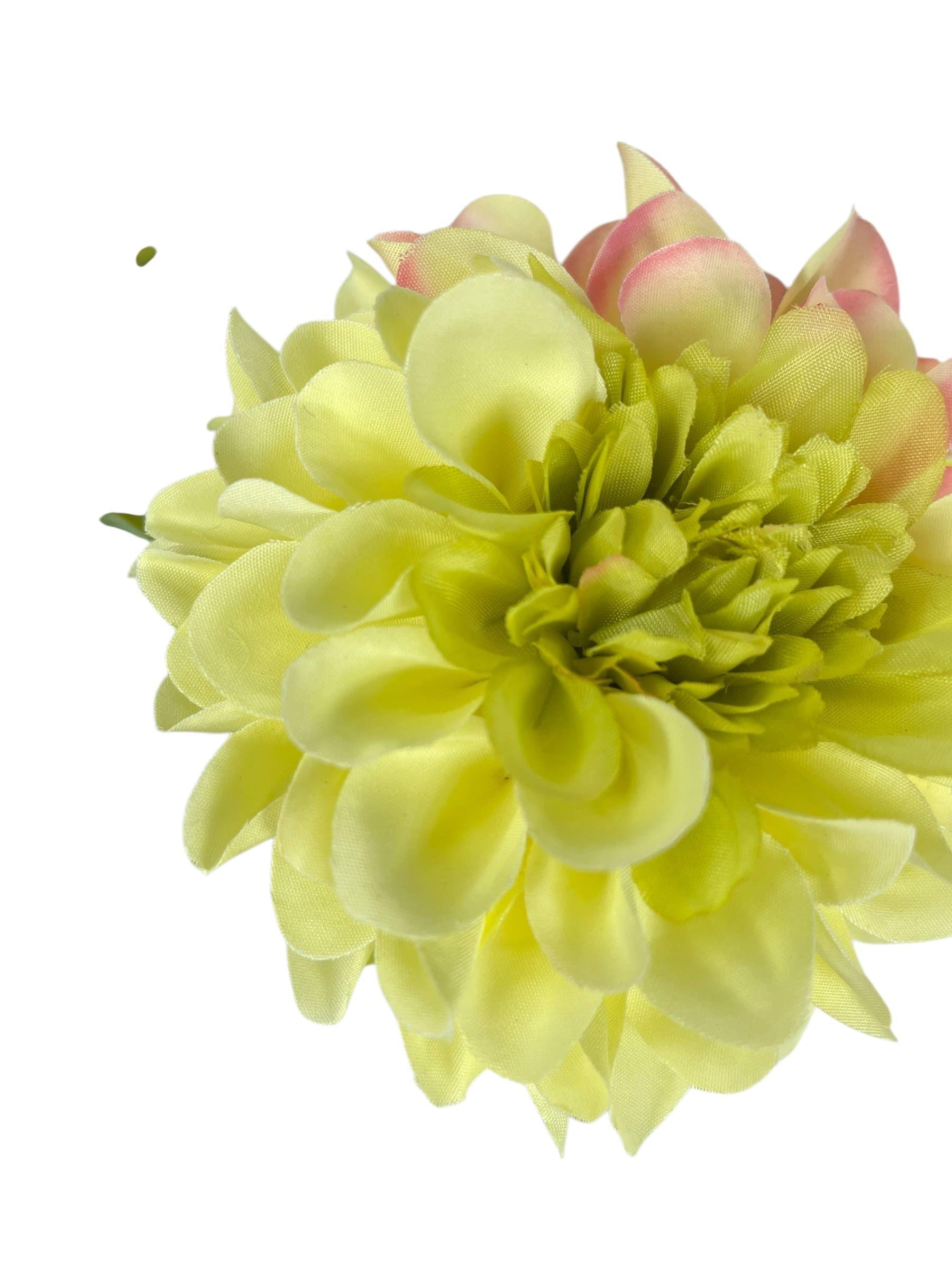 Dahlia Amarilla Clara de 68 cm Artificial | Estilo Natural para Interiores y Vitrinas-3