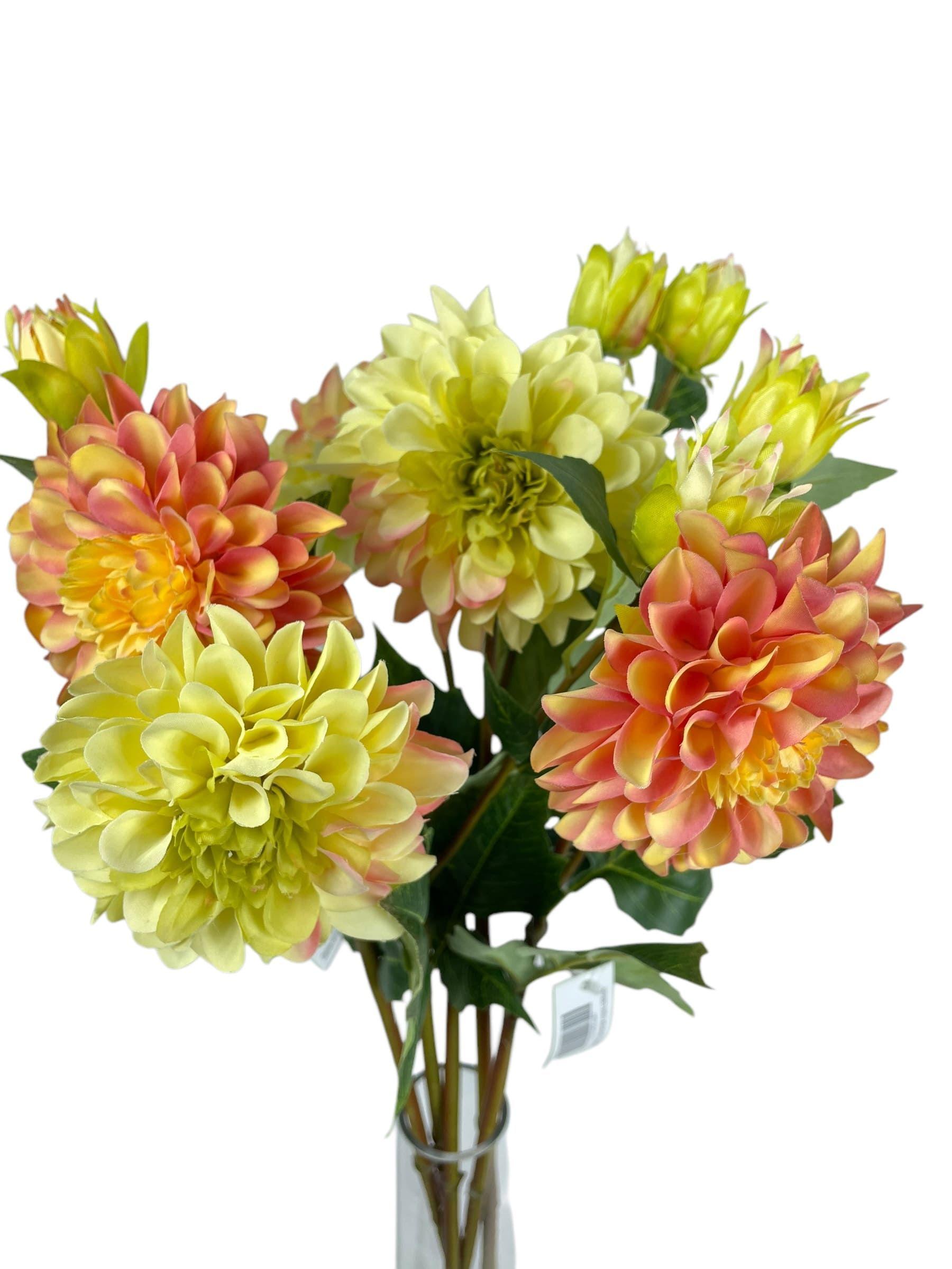 Dahlia Amarilla Clara de 68 cm Artificial | Estilo Natural para Interiores y Vitrinas-4