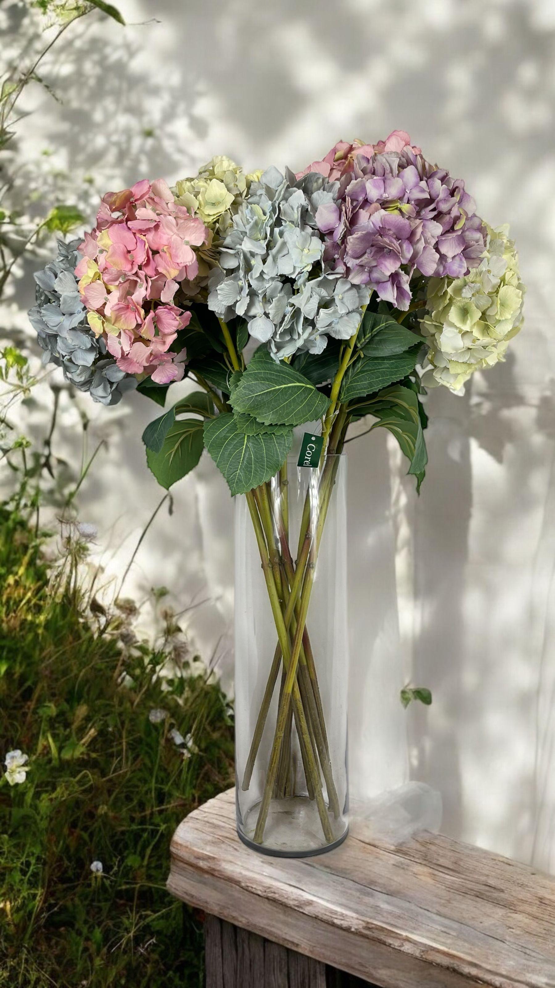 Hortensia Celeste Lila Con Hojas 82cm-4
