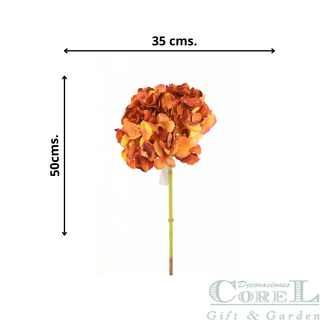 FLOR DECORATIVA COREL HORTENSIA NARANJA CLARA 52CM-2
