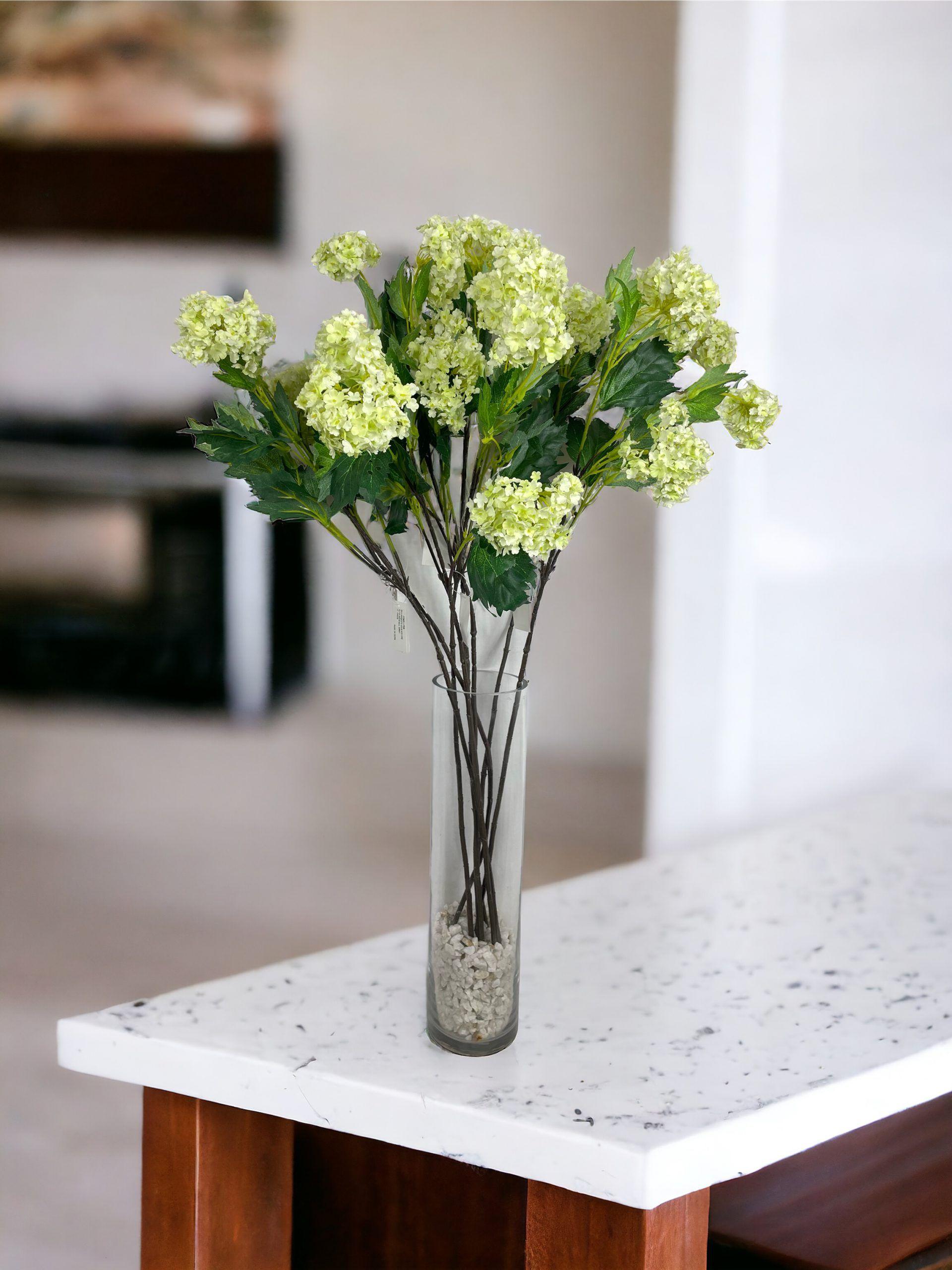 FLOR DECORATIVA COREL RAMA BOLA DE NIEVE BLANCA 81CM-3