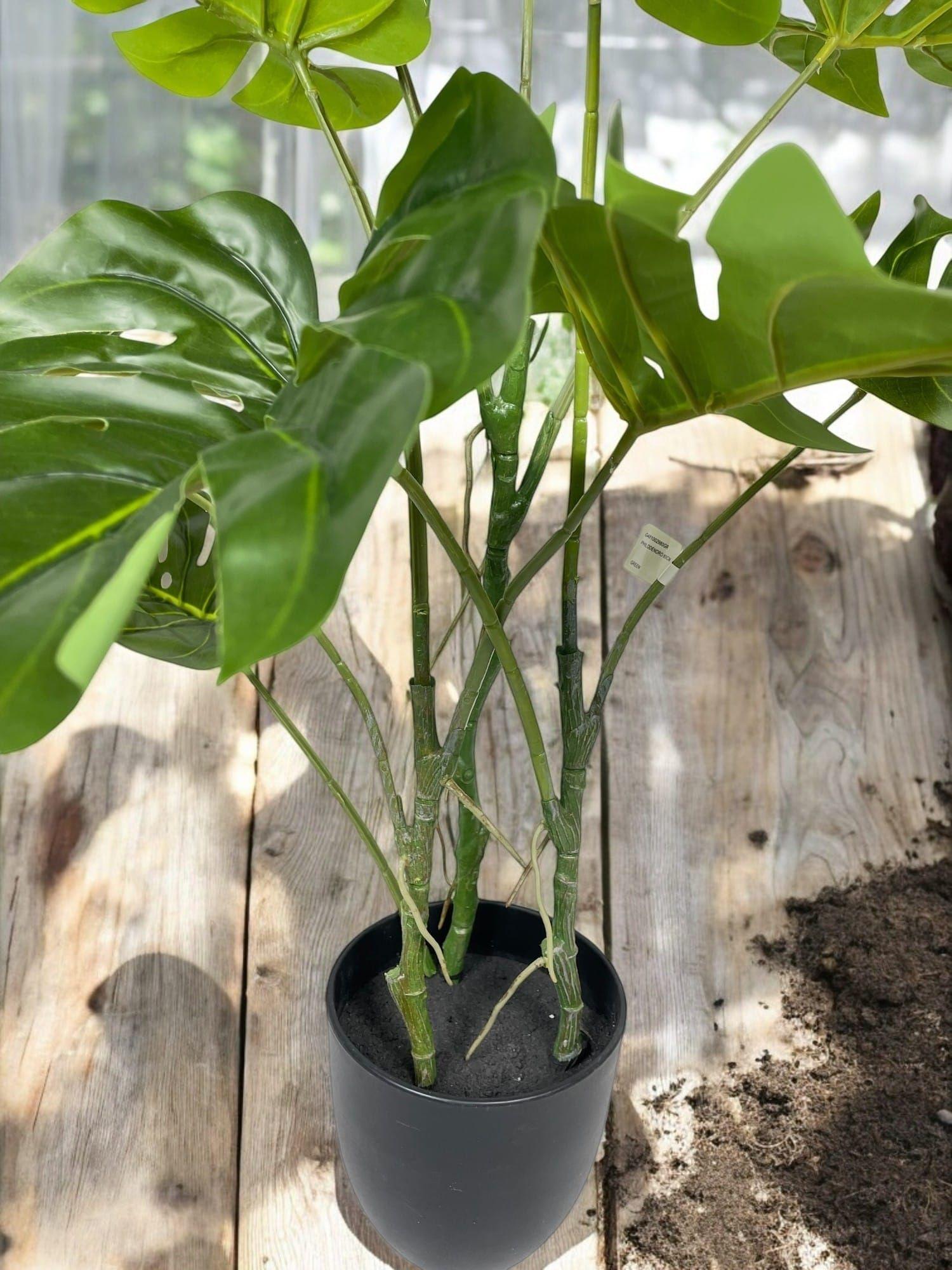 Árbol Artificial de Monstera 80cm Artificial | Estilo Natural para Interiores y Vitrinas-4