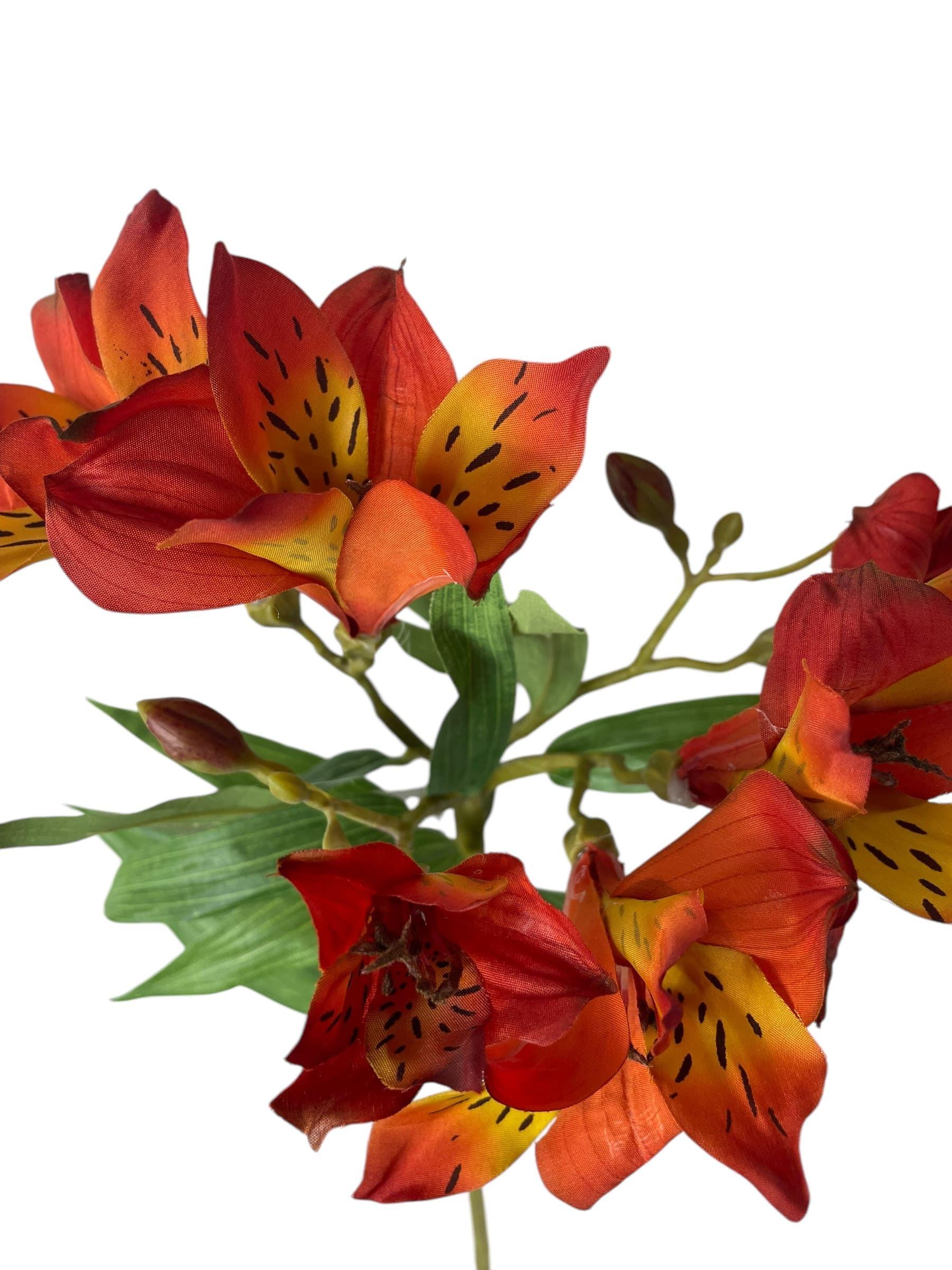 Astromelia Naranja de 63 cm Artificial | Estilo Natural para Interiores y Vitrinas-2