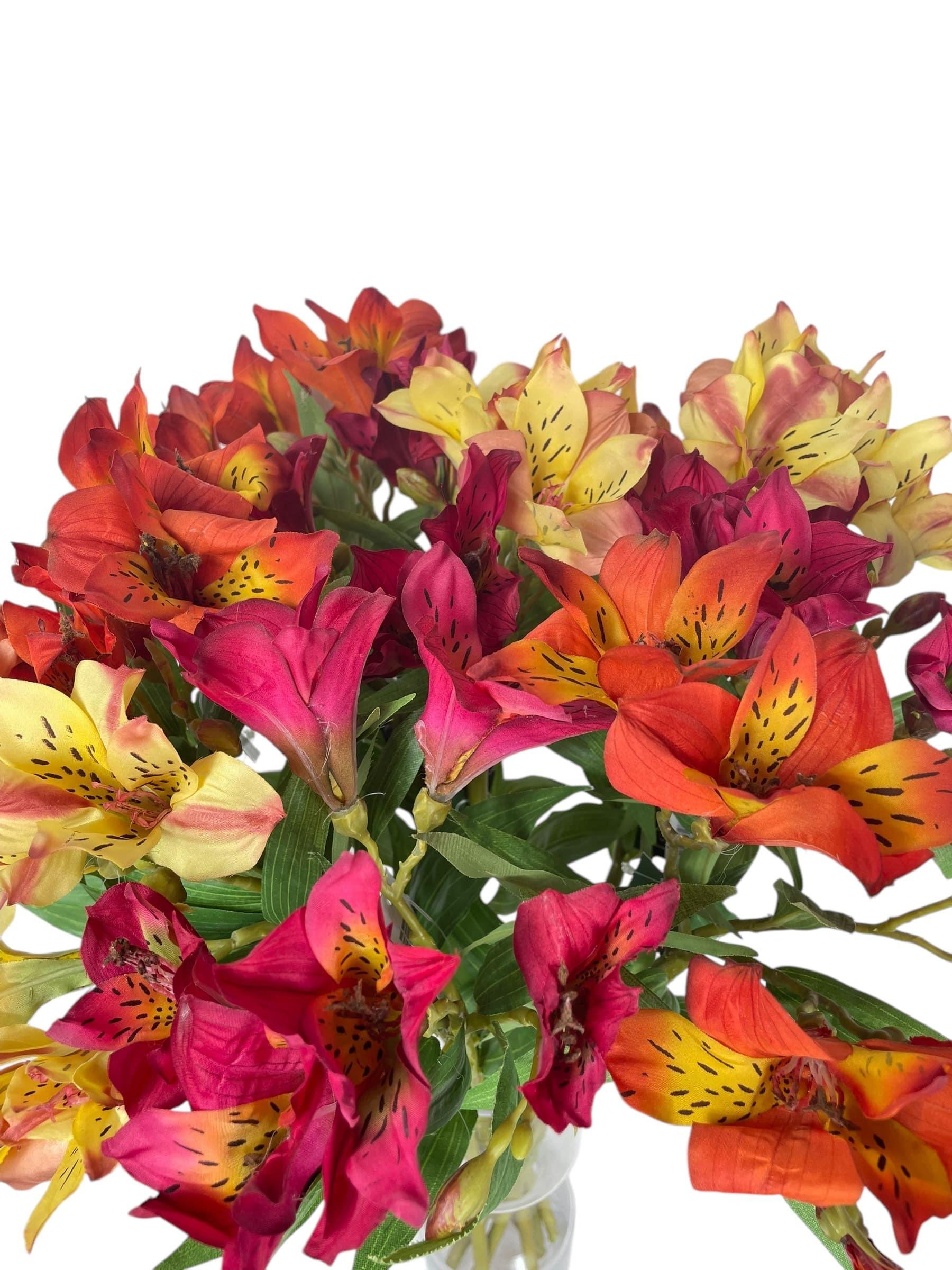 Astromelia Naranja de 63 cm Artificial | Estilo Natural para Interiores y Vitrinas-3