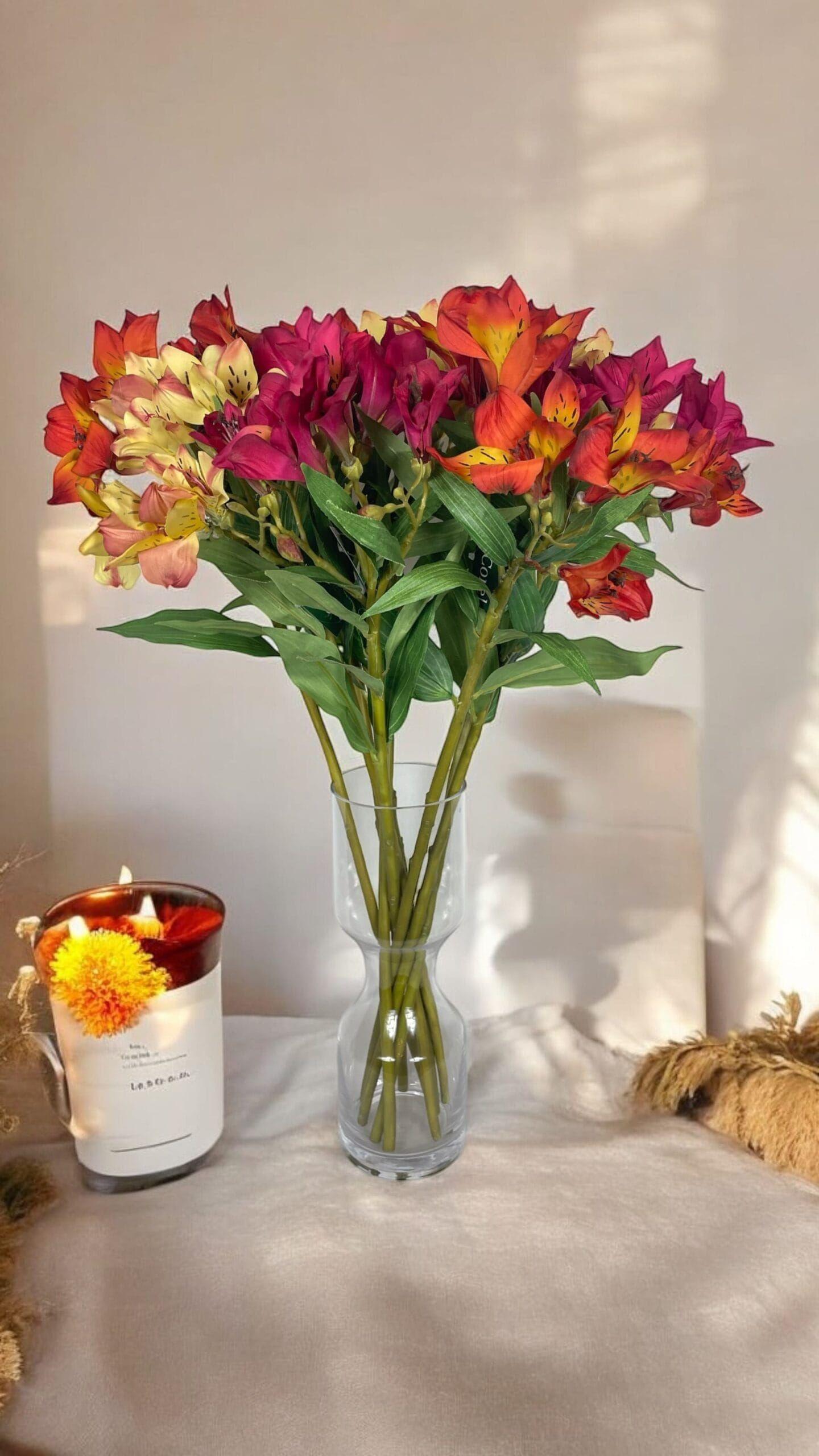 Astromelia Naranja de 63 cm Artificial | Estilo Natural para Interiores y Vitrinas-4