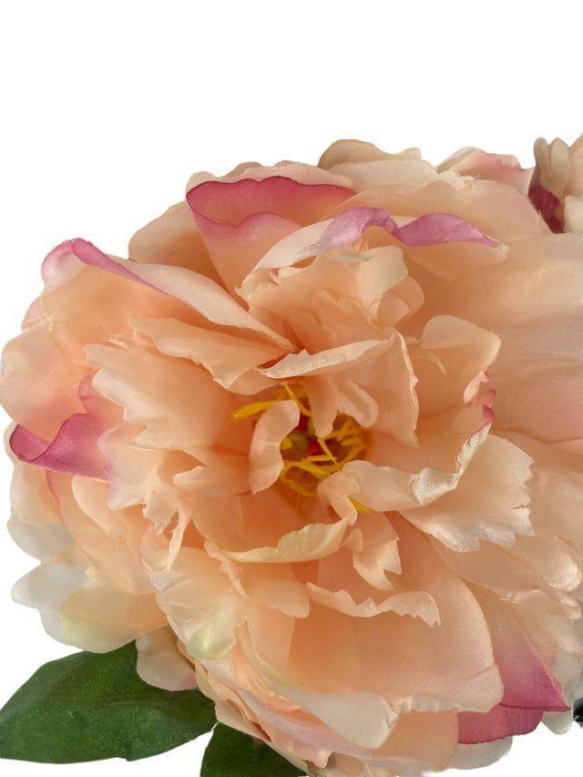 Peonia Crema/Rosa Con Botón 54cm Artificial | Estilo Natural para Interiores y Vitrinas-3