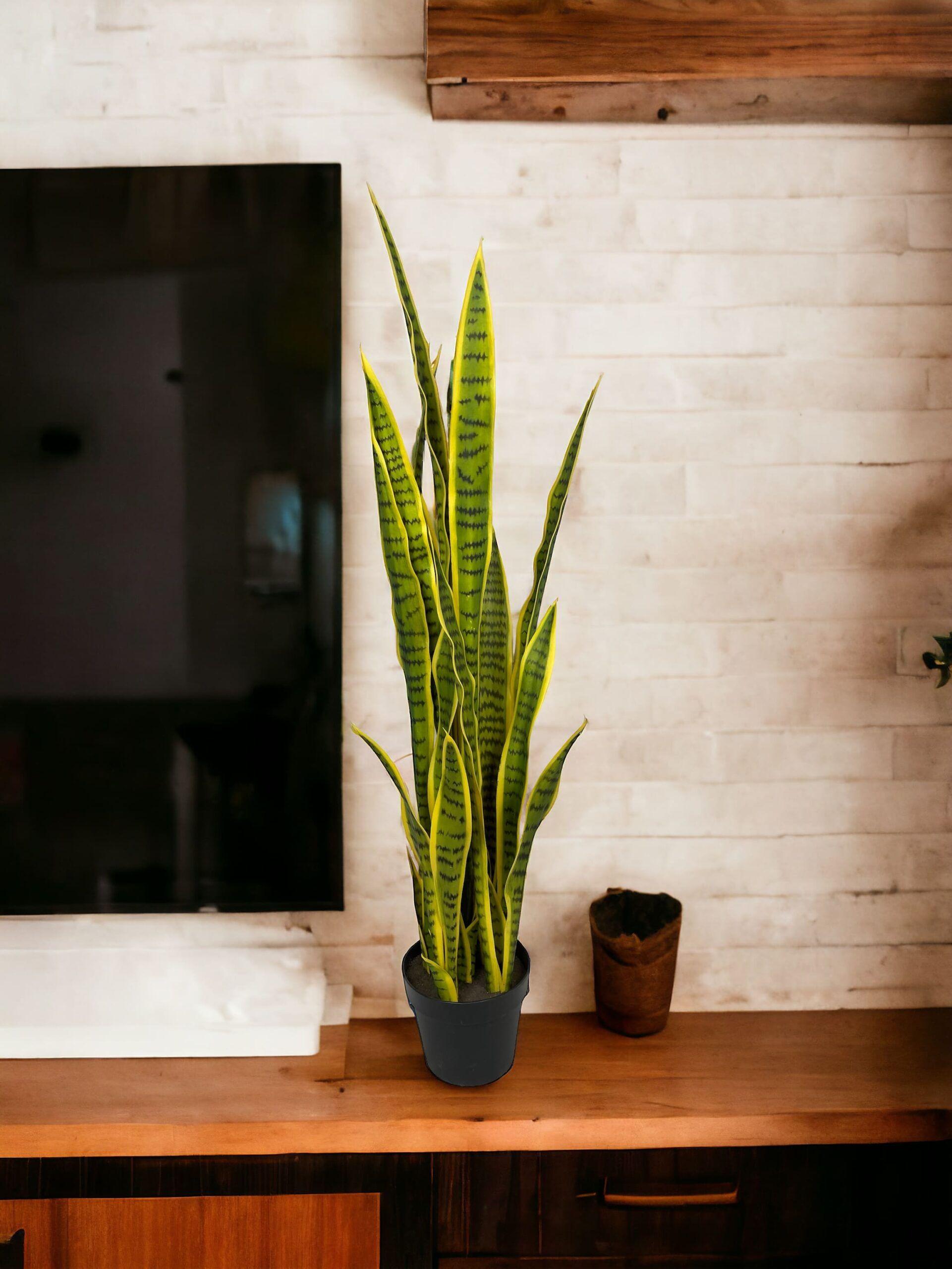 Sanseviera Amarilla de 112cm Artificial | Estilo Natural para Interiores y Vitrinas-3