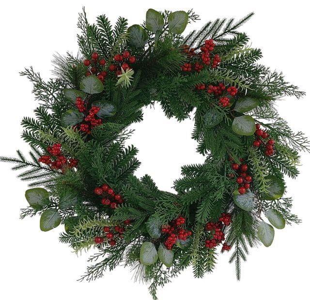 Corona de Pino Noble Decorada 50cm Realismo Botánico Entrada-0