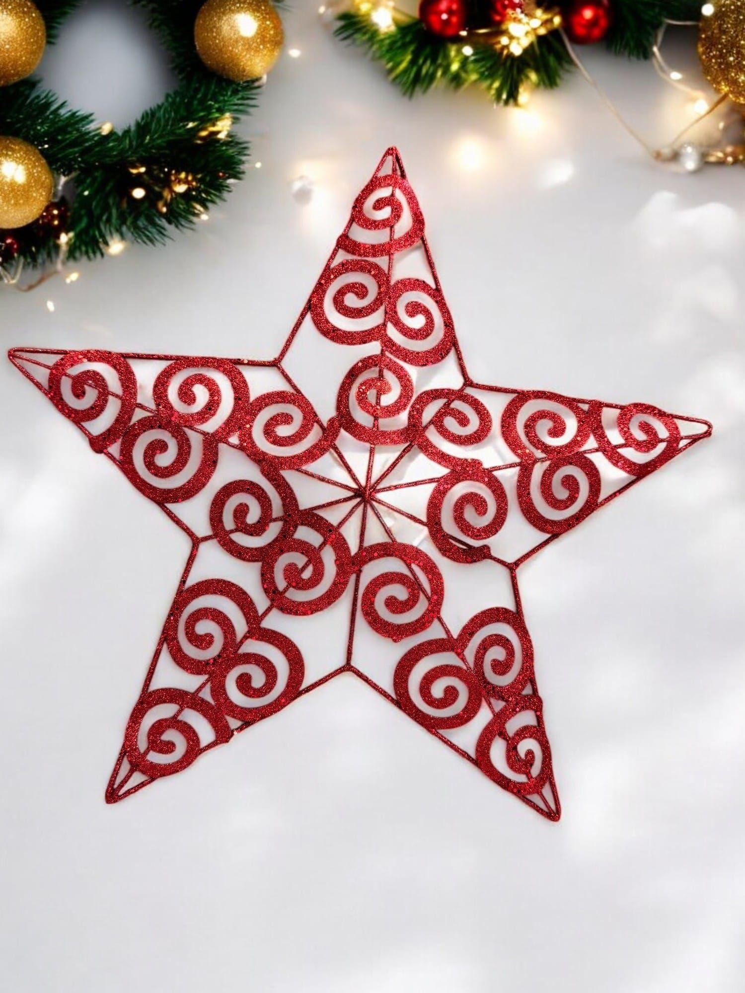 Estrella Navideña con Glitter 50cm roja-3