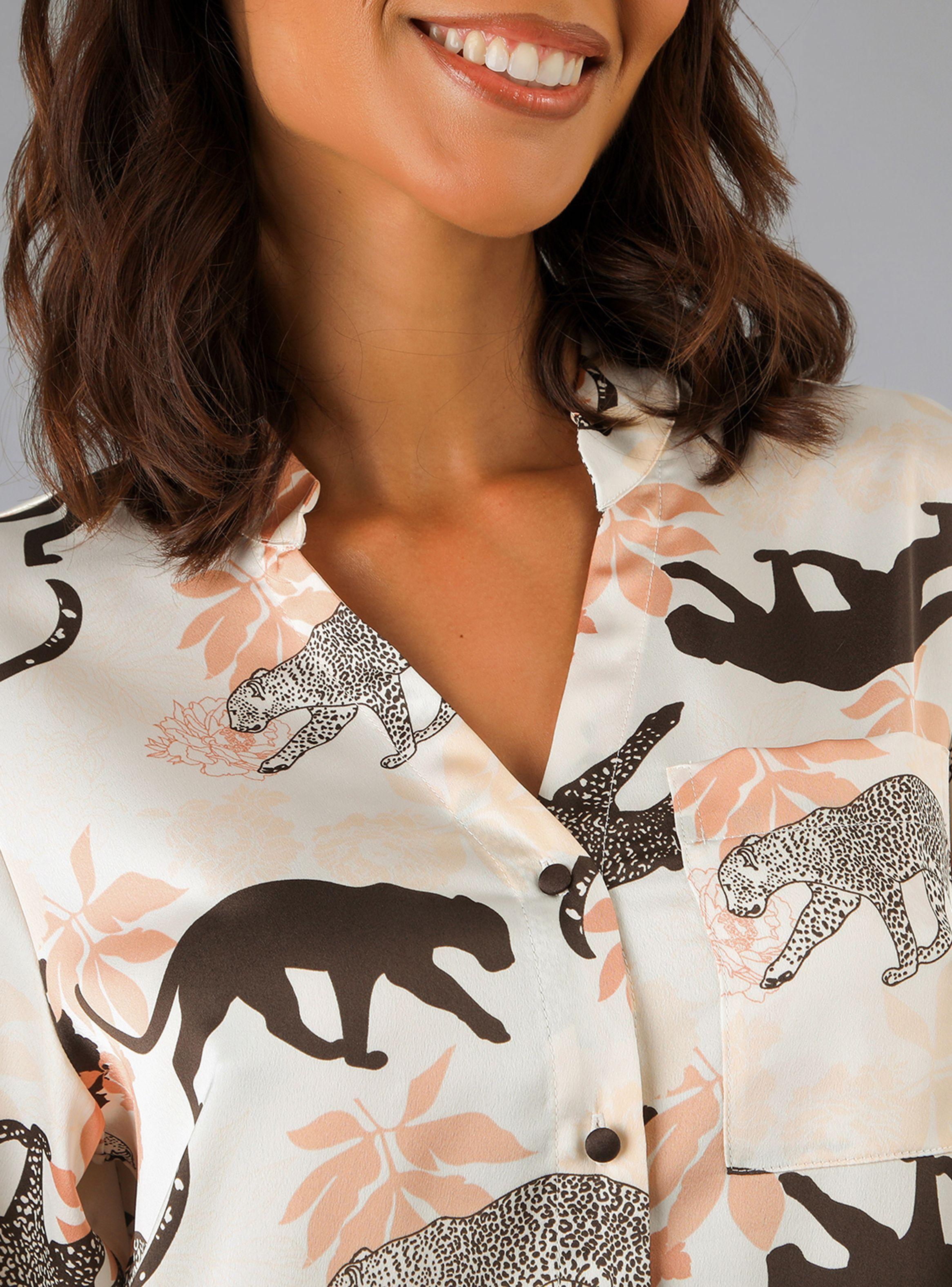 Set C. Mao + Pantalón Satín Print Beige-3