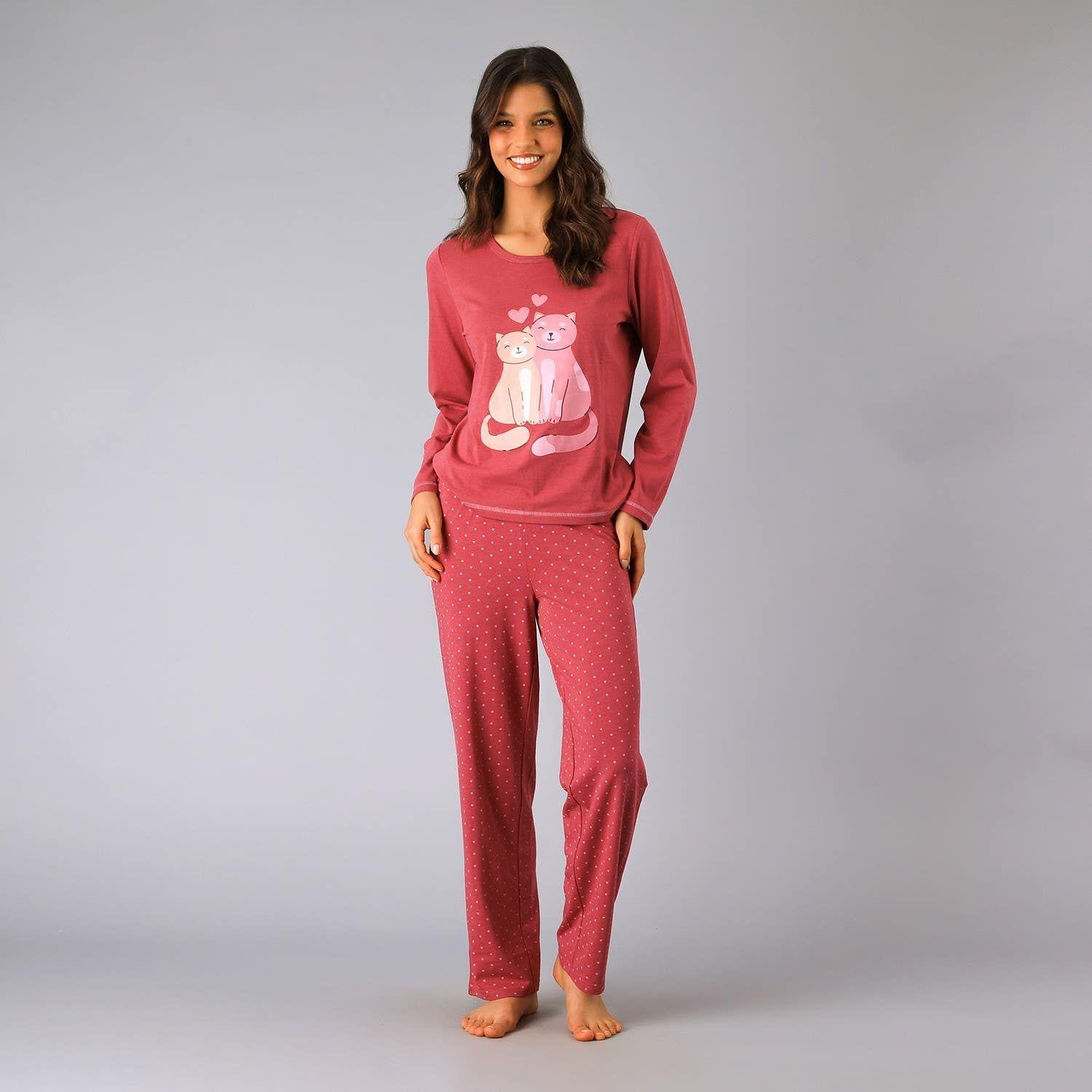 Pijama Cuello Redondo Rojo-0