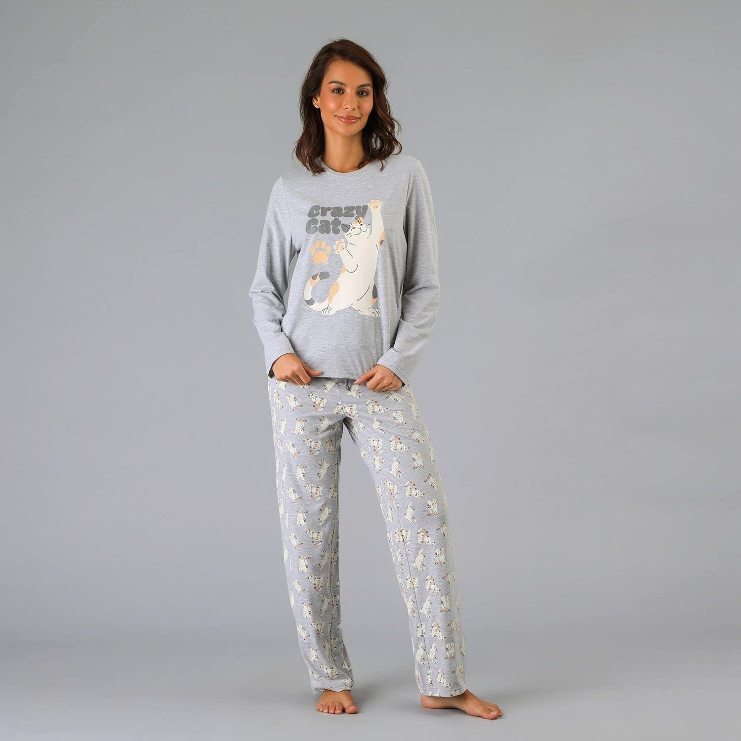 Pijama Cuello Redondo Gris-0