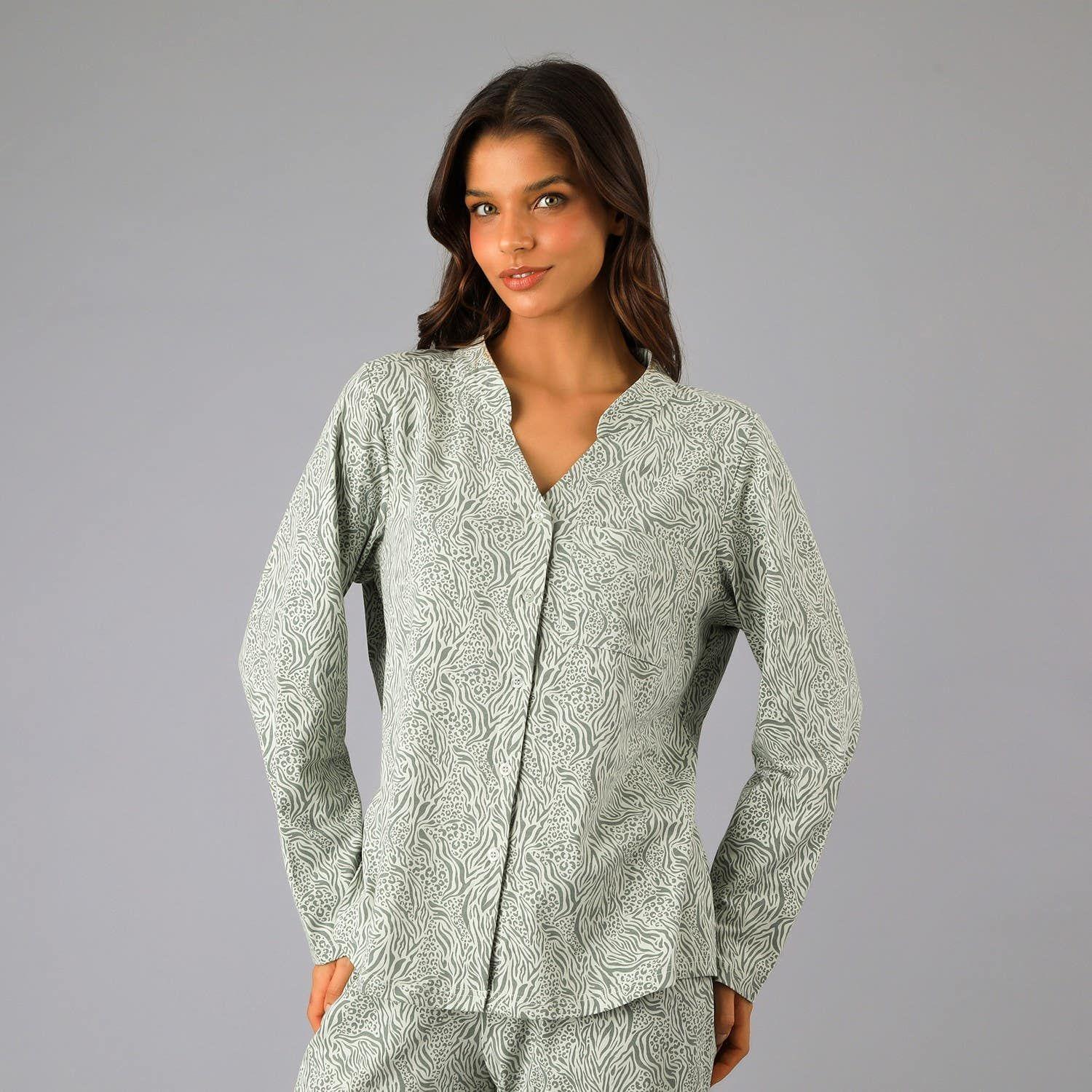 Set Camisero + Pantalón Cuello Mao Verde-1