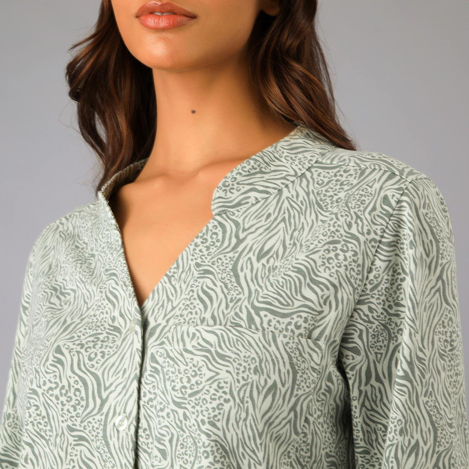 Set Camisero + Pantalón Cuello Mao Verde-2