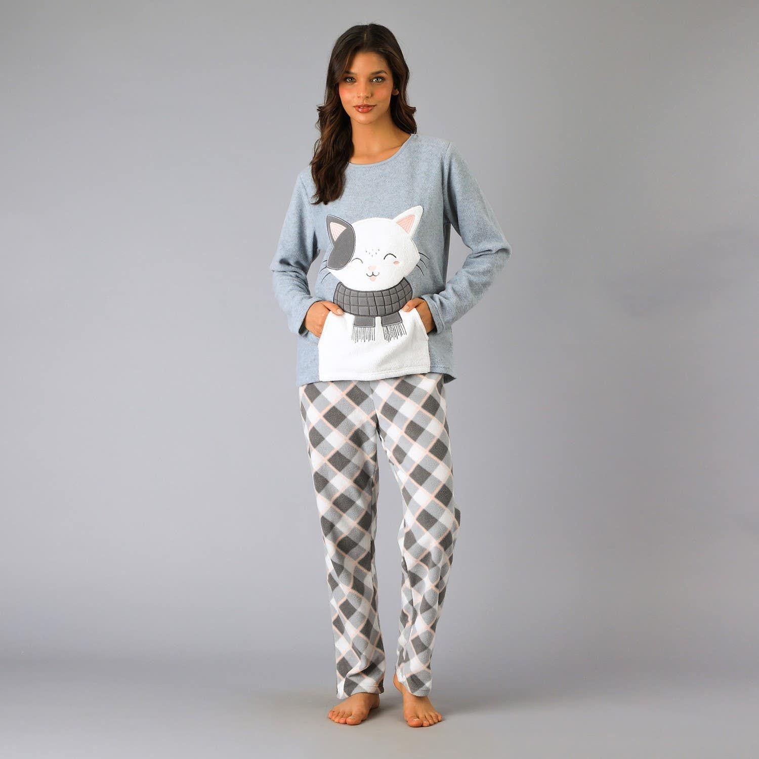Pijama Micropolar Bolsillo Gris-0