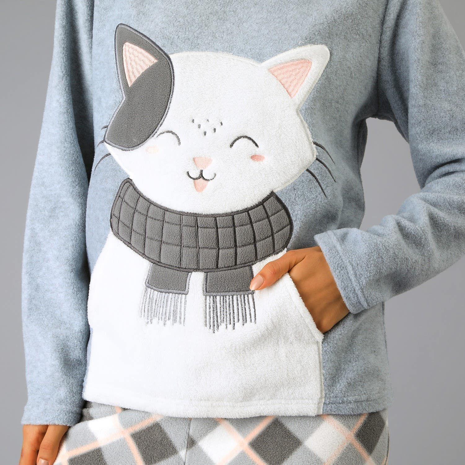 Pijama Micropolar Bolsillo Gris-1