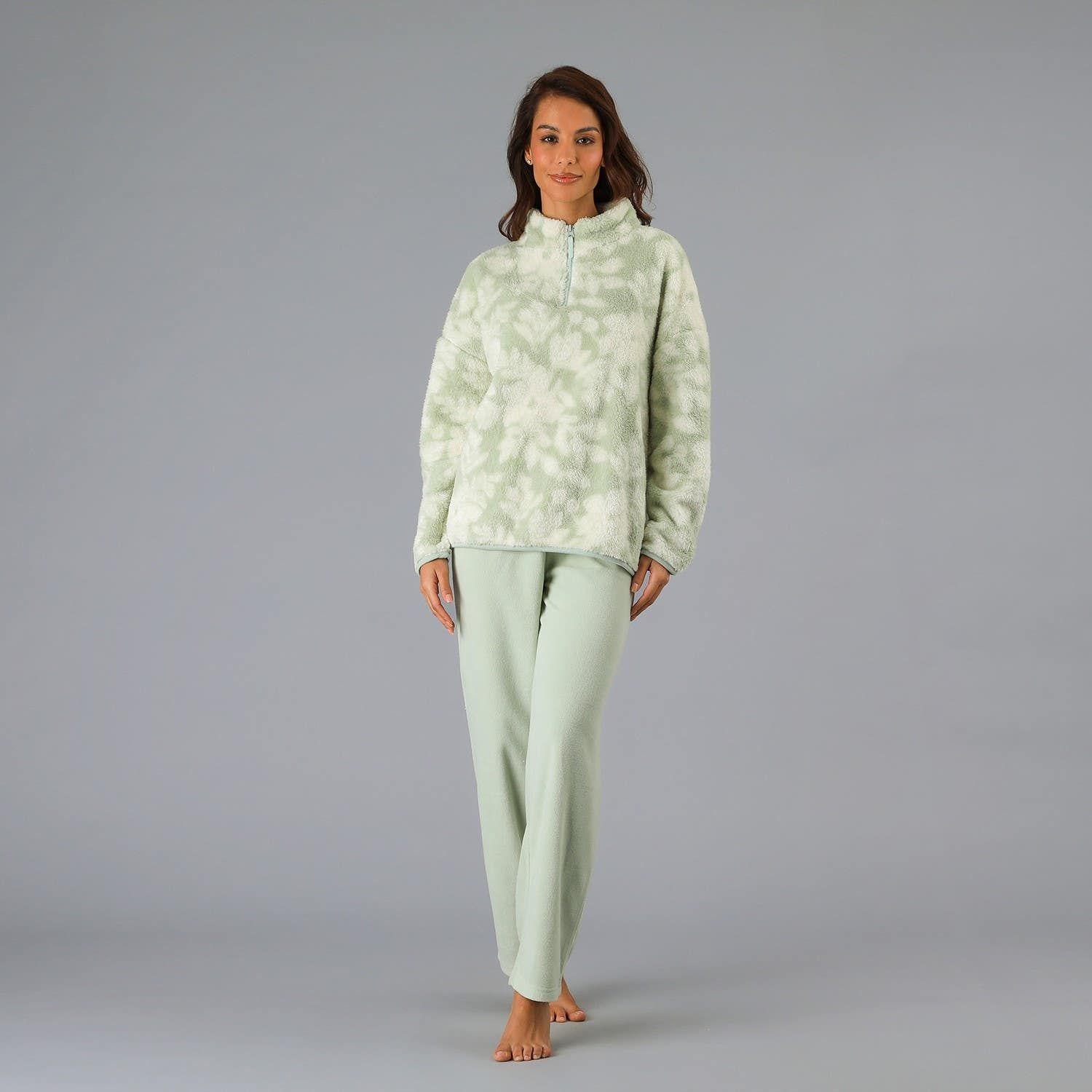 Pijama Coral/Microfleece Medio Cierre Verde-0