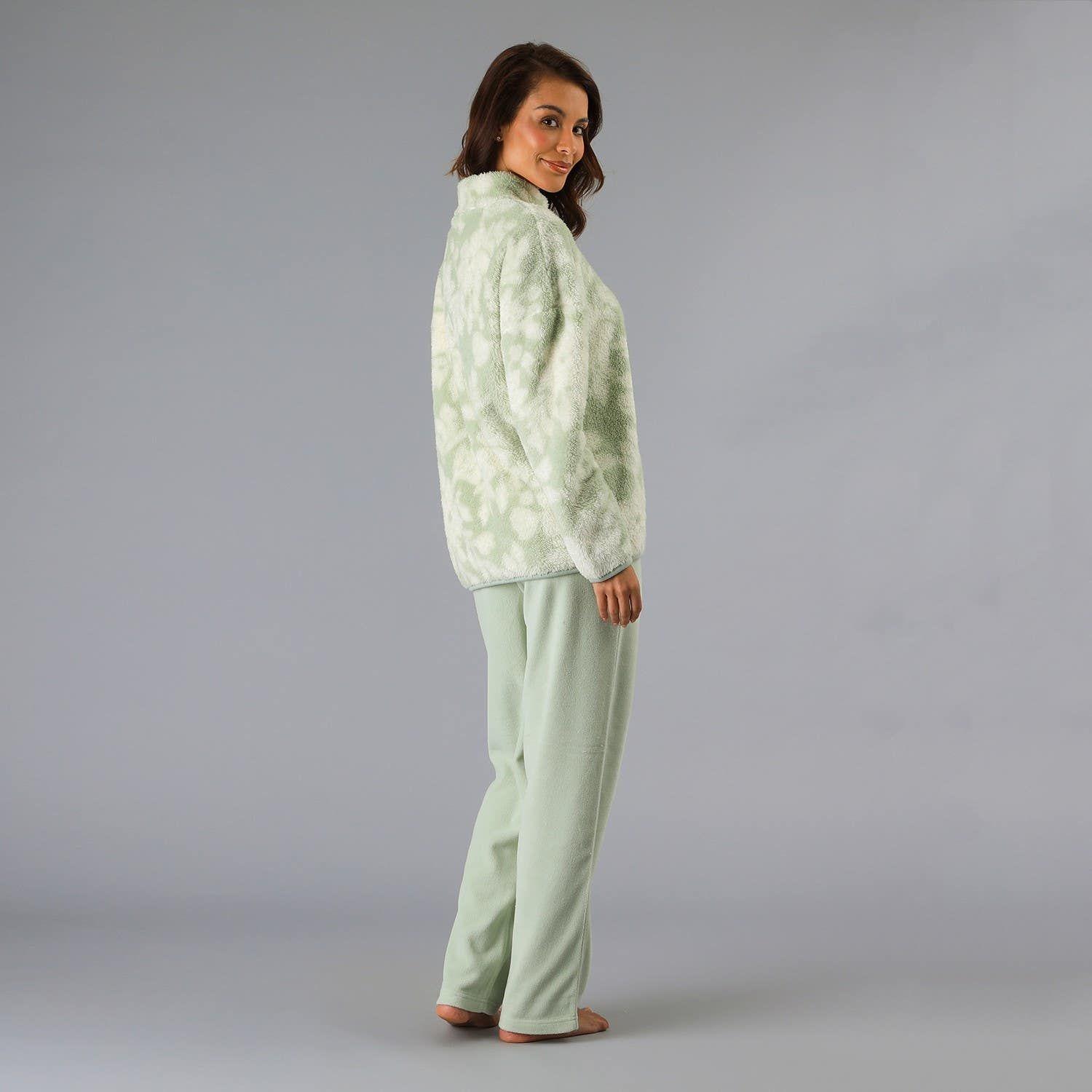 Pijama Coral/Microfleece Medio Cierre Verde-1