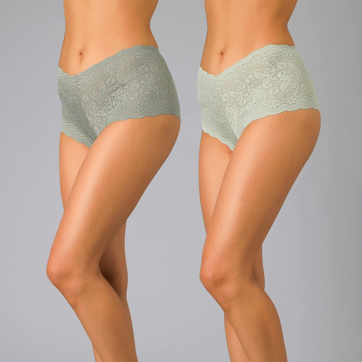 Pack 2x Pantaleta Encaje Y Otra Microfibra Verde-0