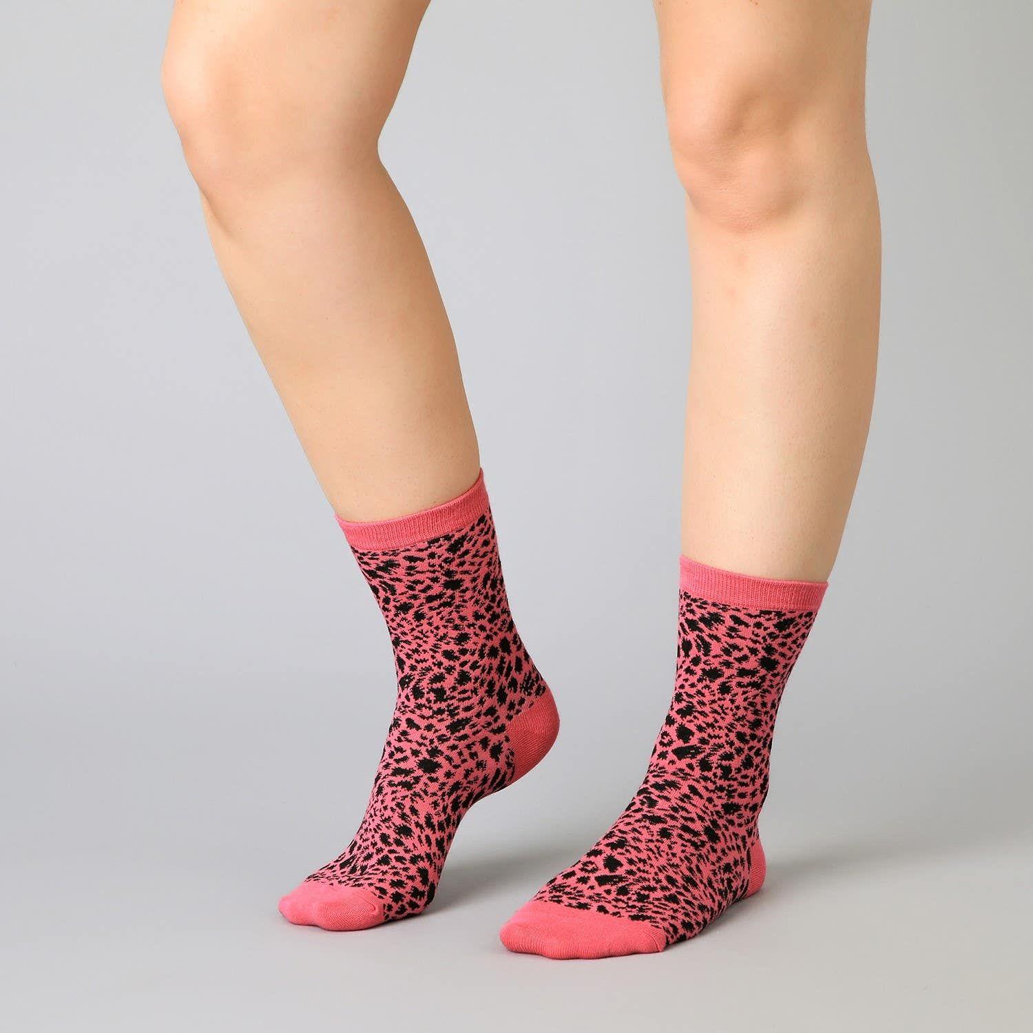 Pack 3x Calcetín Animal Print Rosado-3