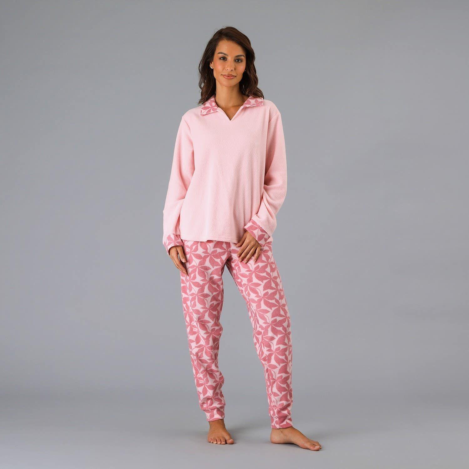 Pijama Cuello Print Rosado-0