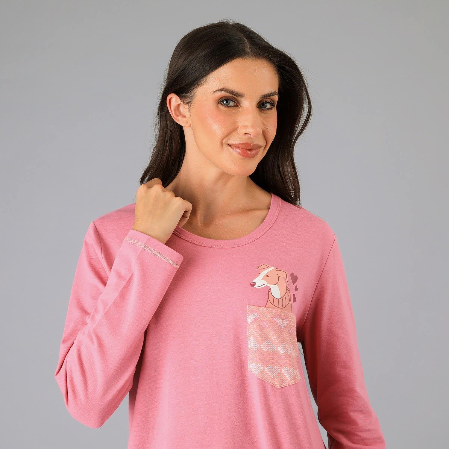 Pijama Cuello Redondo Rosado-1