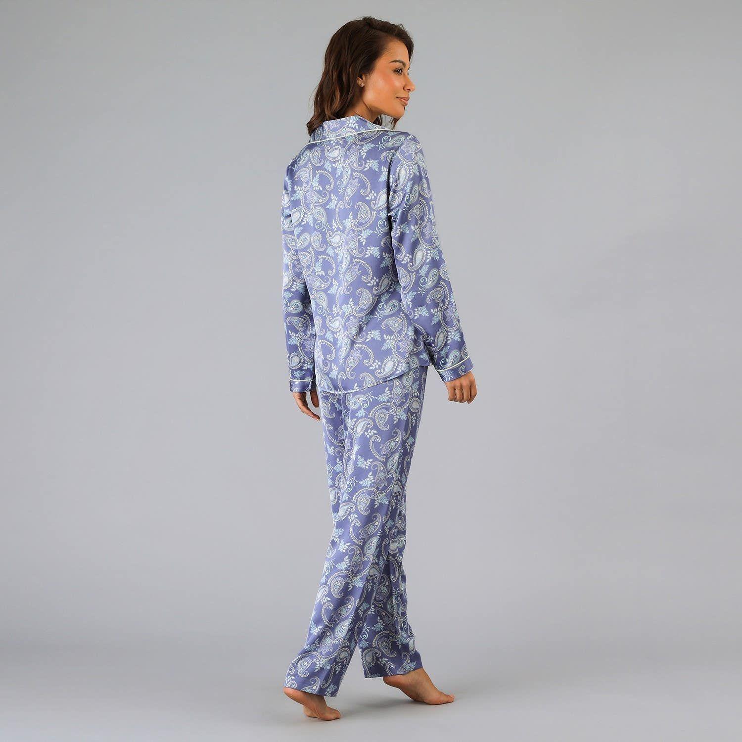 Set Camisero + Pantalón Satín Print Azul-1