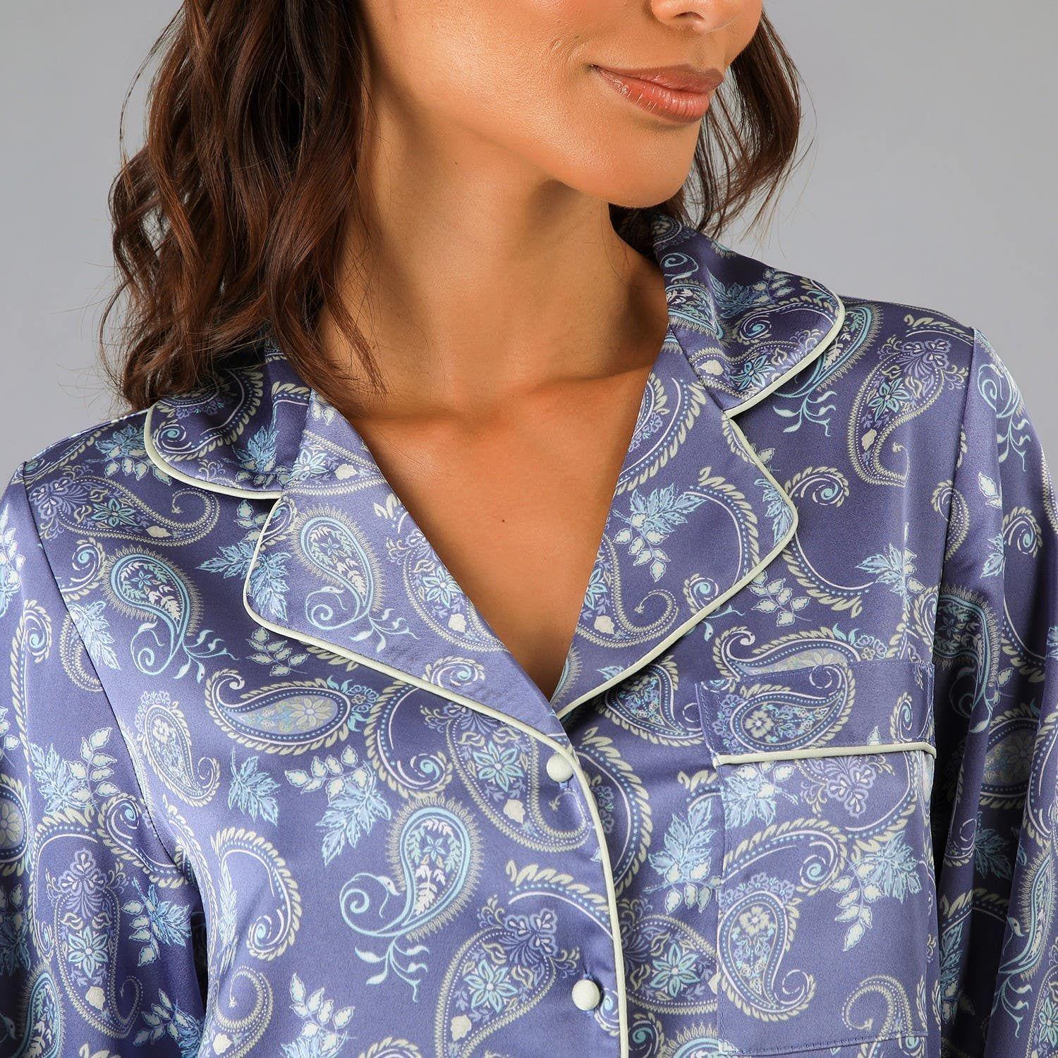 Set Camisero + Pantalón Satín Print Azul-3