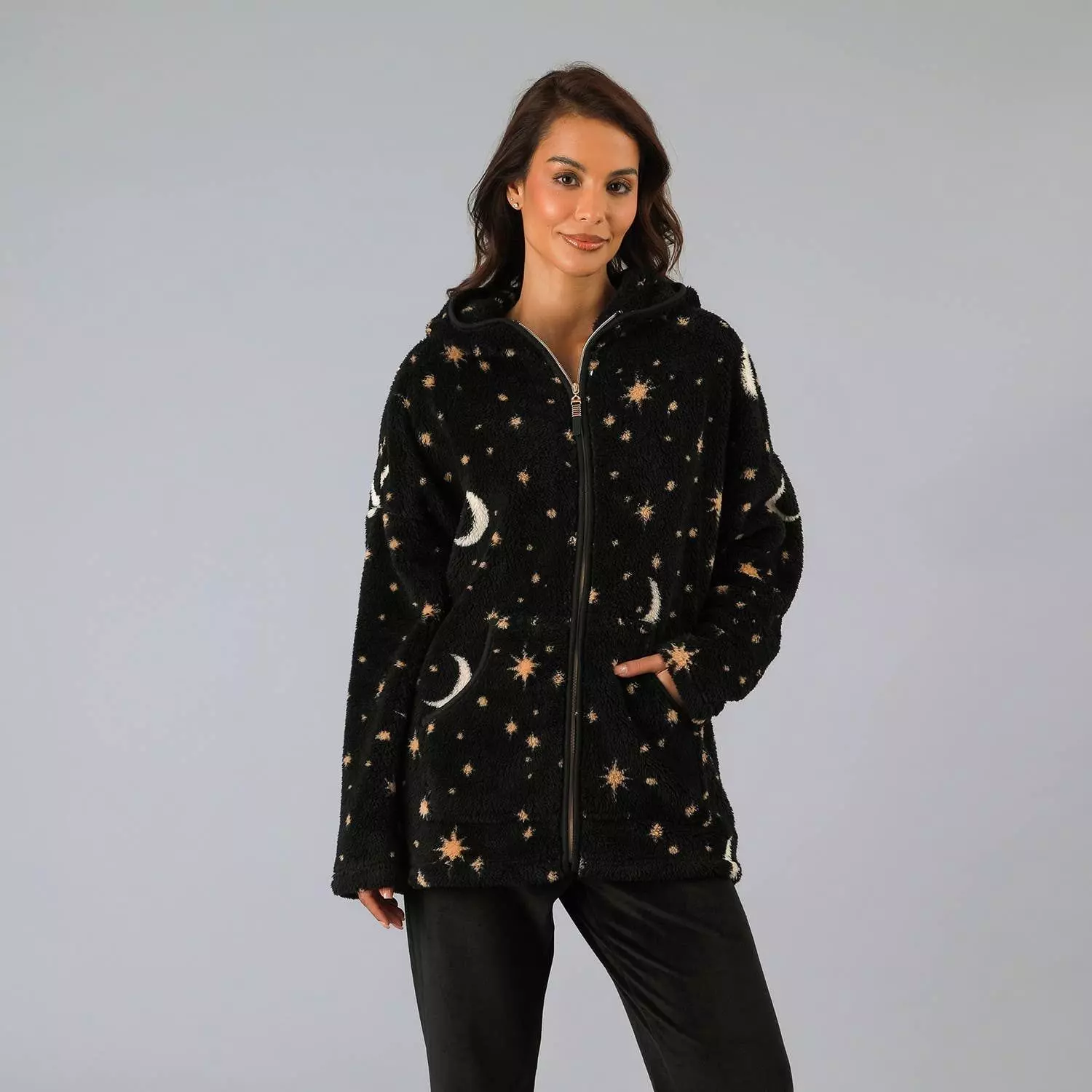 Polerón Coralfleece Con Gorro Aop-0