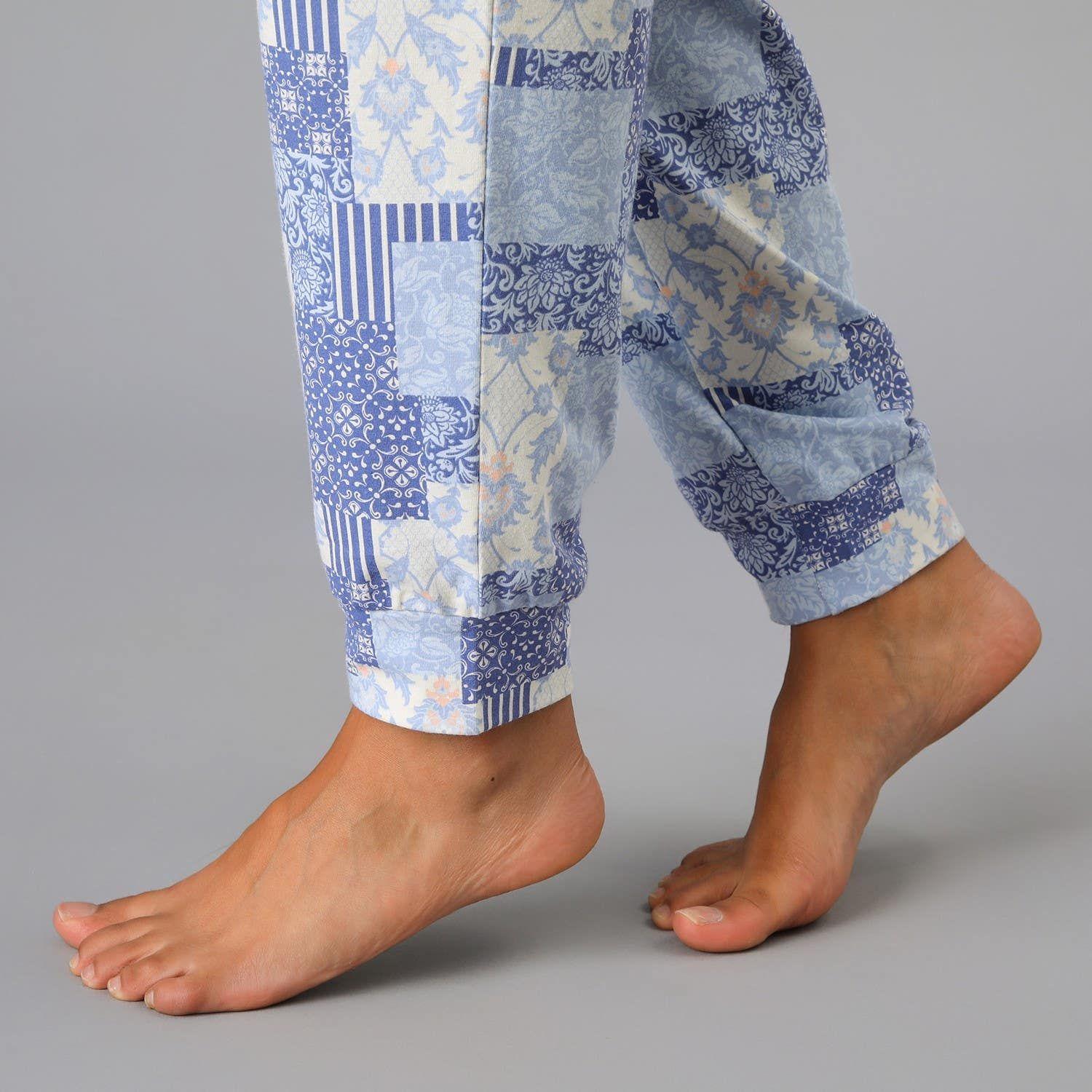 Pijama Abotonado Con Print Azul-2