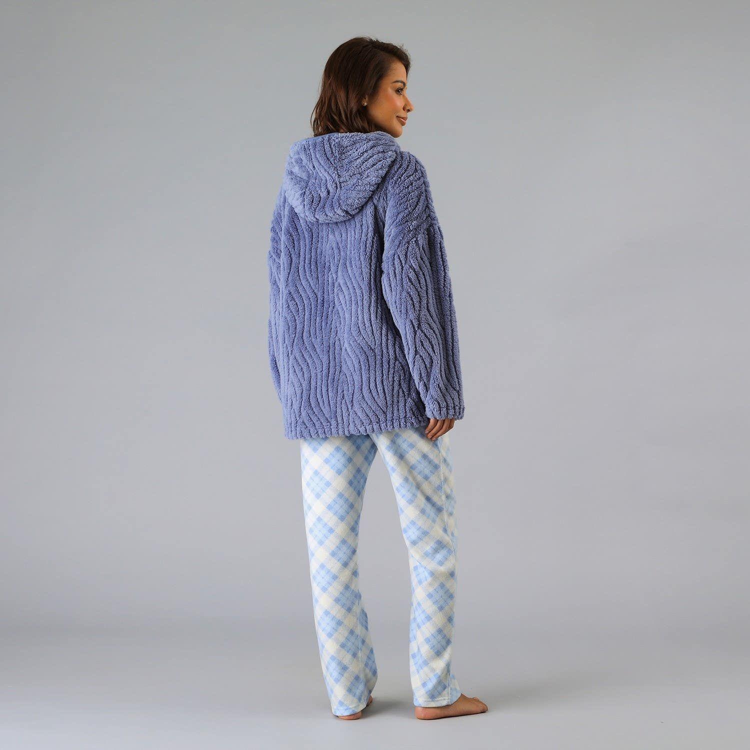 Polerón Coralfleece Con Gorro Azul-1