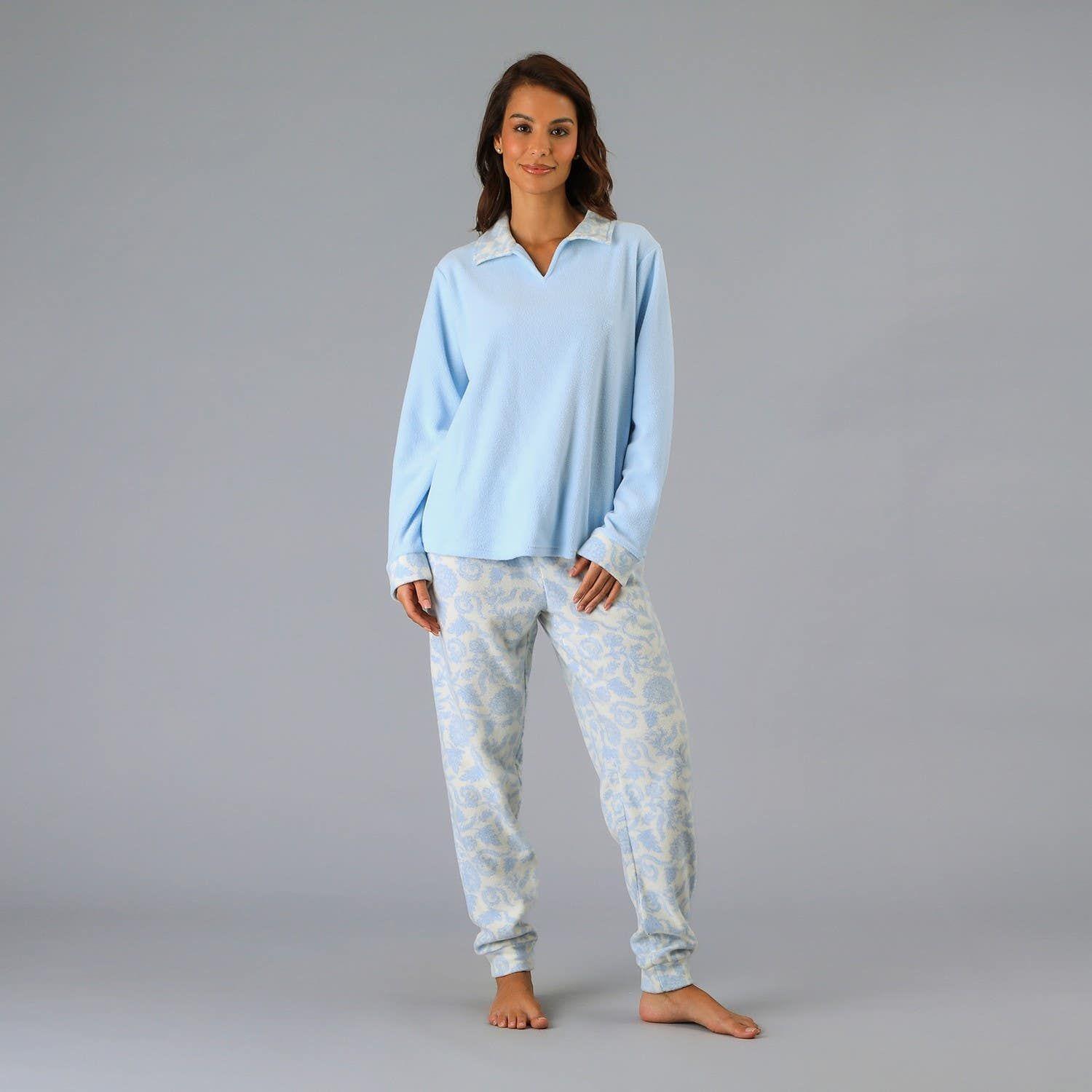 Pijama Cuello Print Azul-0