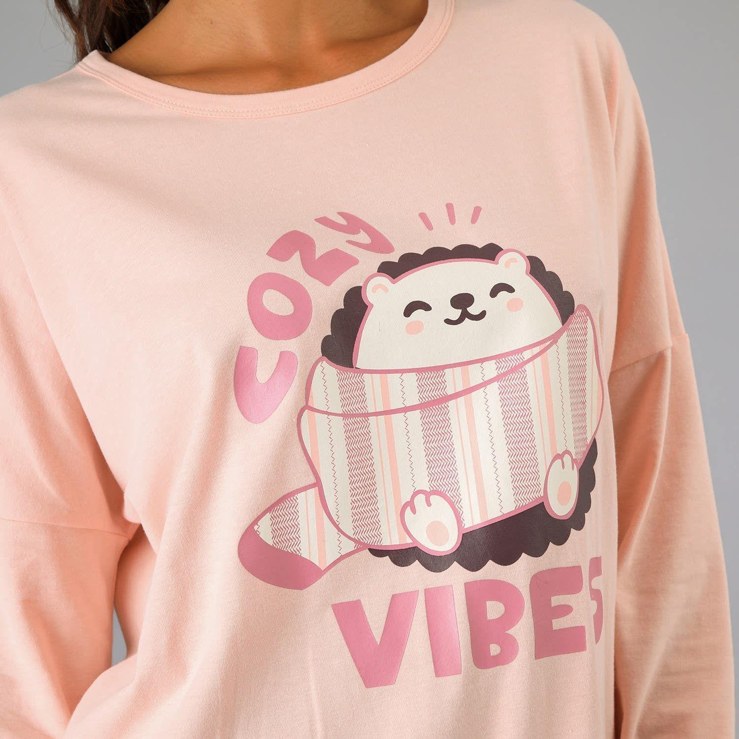 Pijama Polera Ajustable En Pretina Naranjo-1