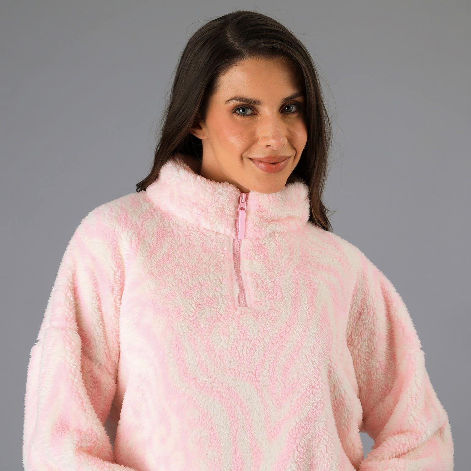 Pijama Coral/Microfleece Medio Cierre Rosa-1