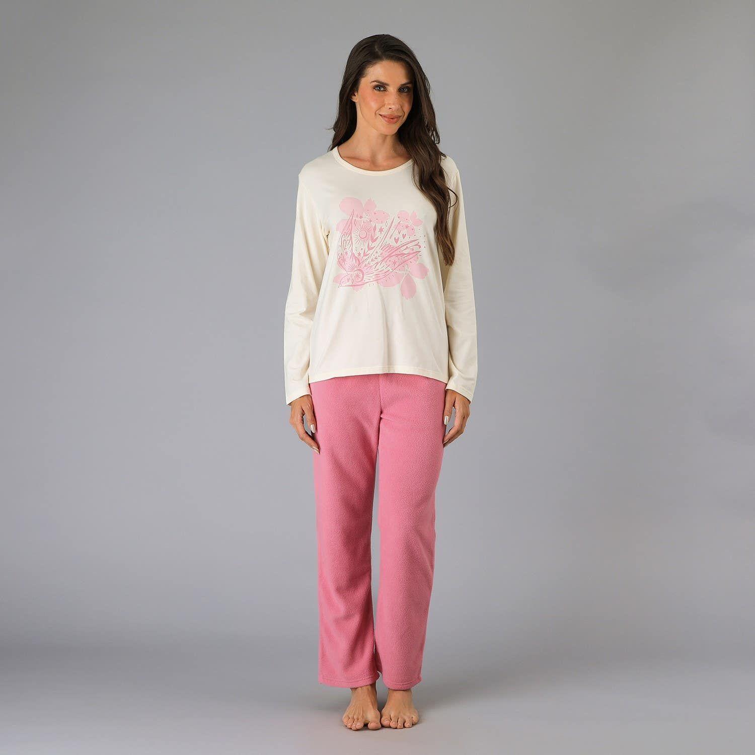 Pijama Micropolar Polerón/Polera 3Pz Rosado-0