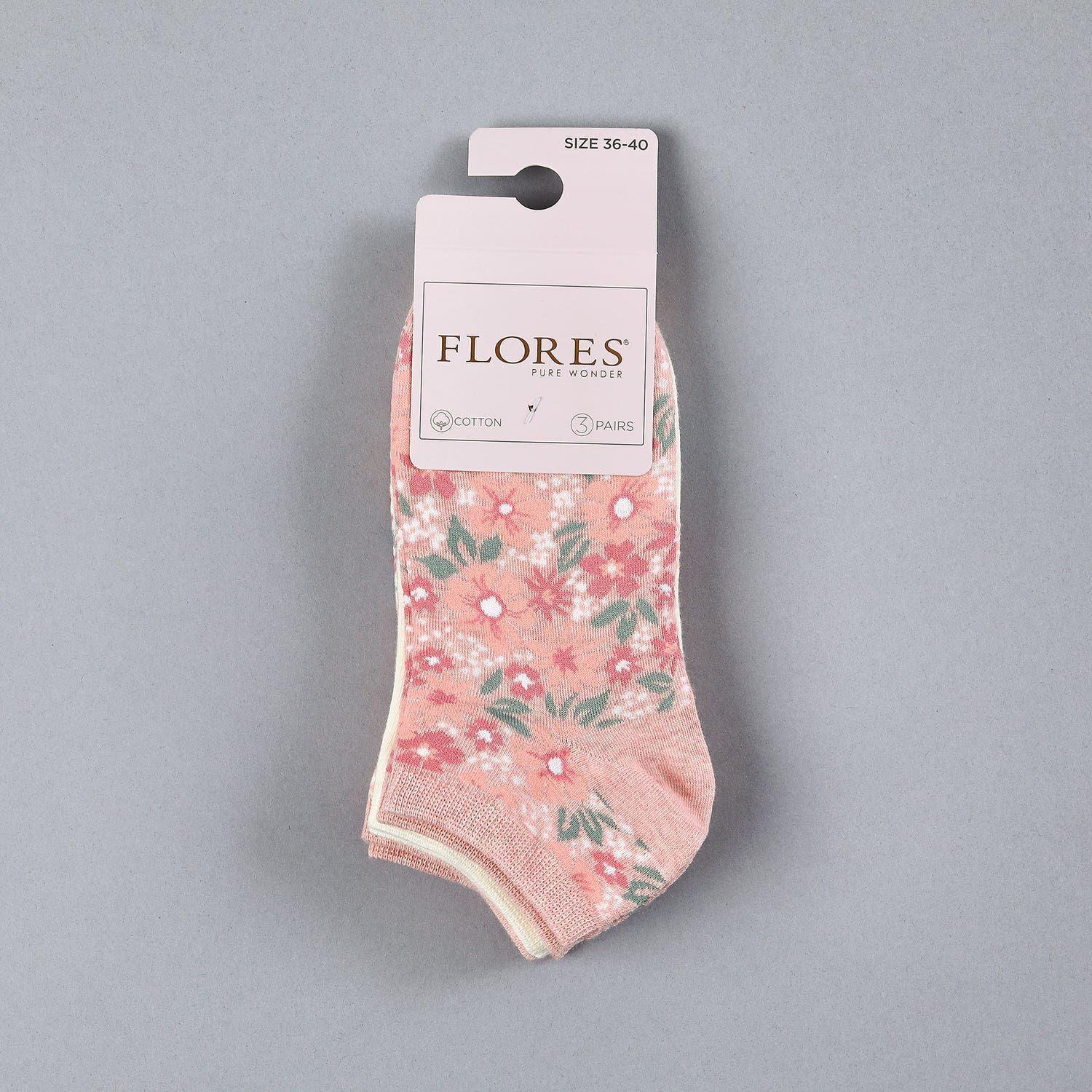 Pack 3X Calcetin Corto Malva  Flores-0