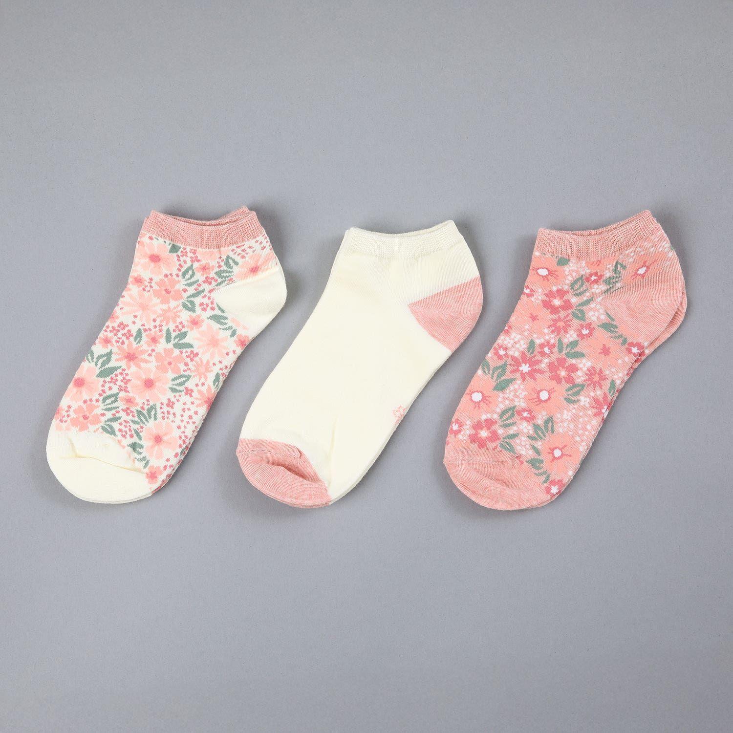 Pack 3X Calcetin Corto Malva  Flores-1
