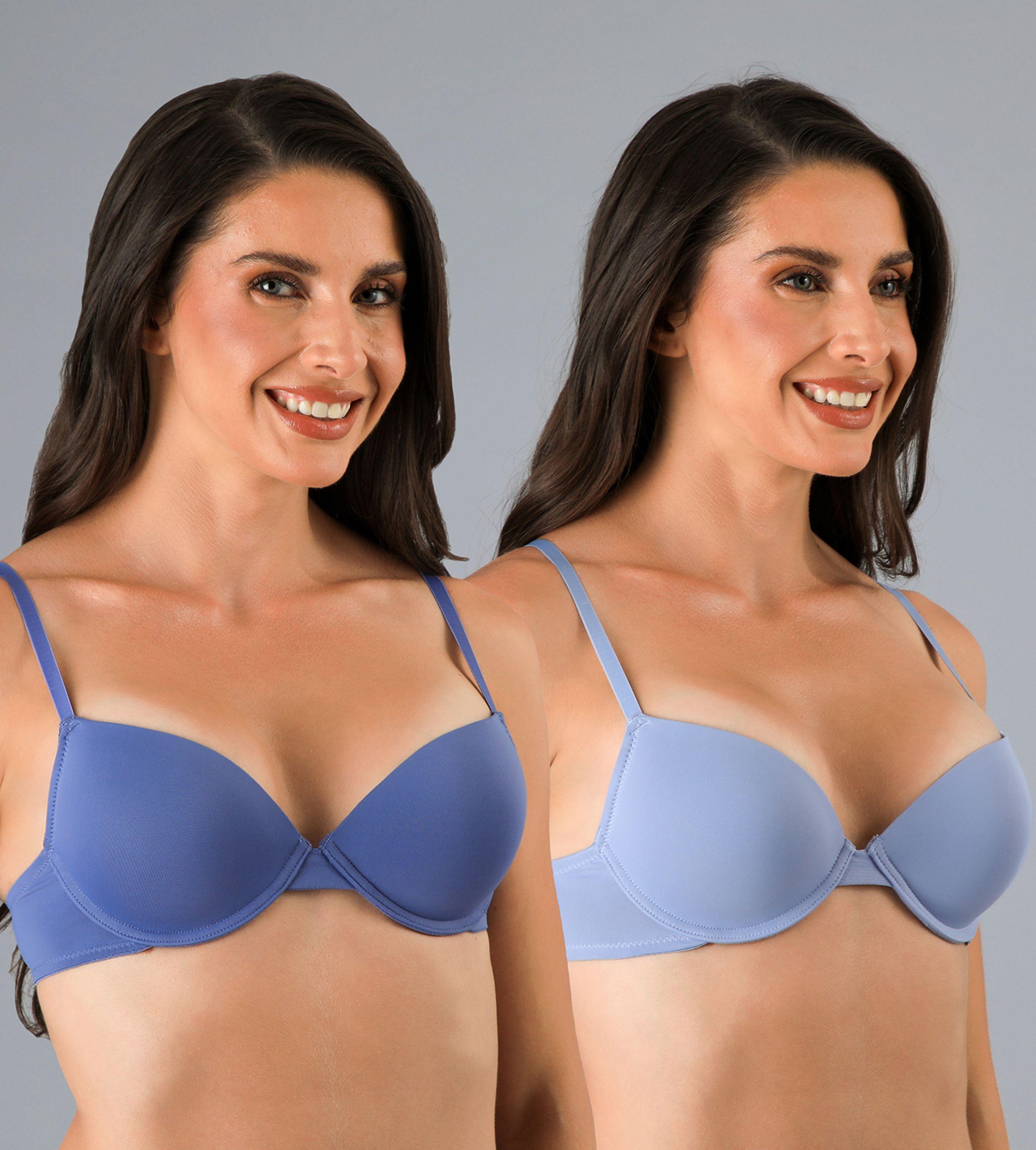 Pack 2X Sostén Balconet Push Up  Azul-0