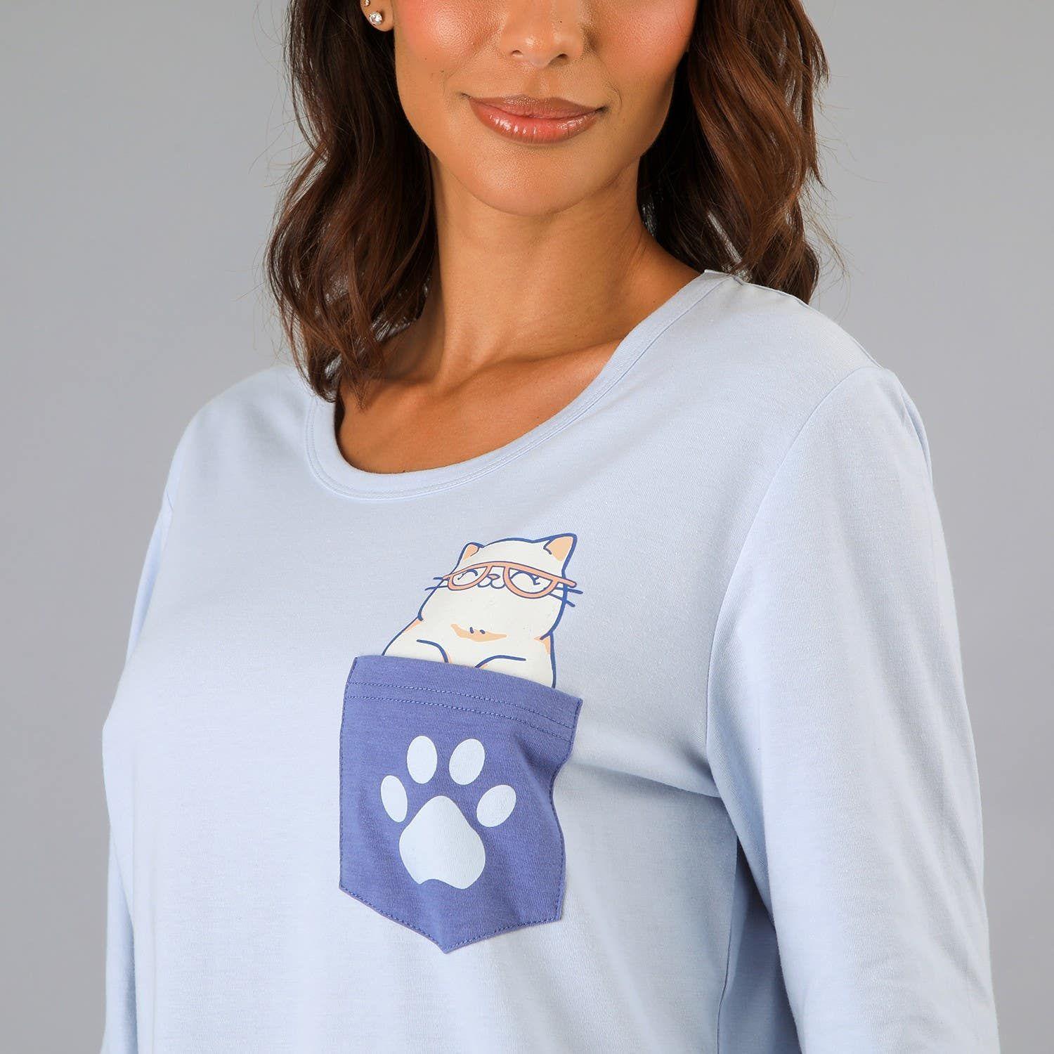 Pijama Cuello Redondo Azul-2