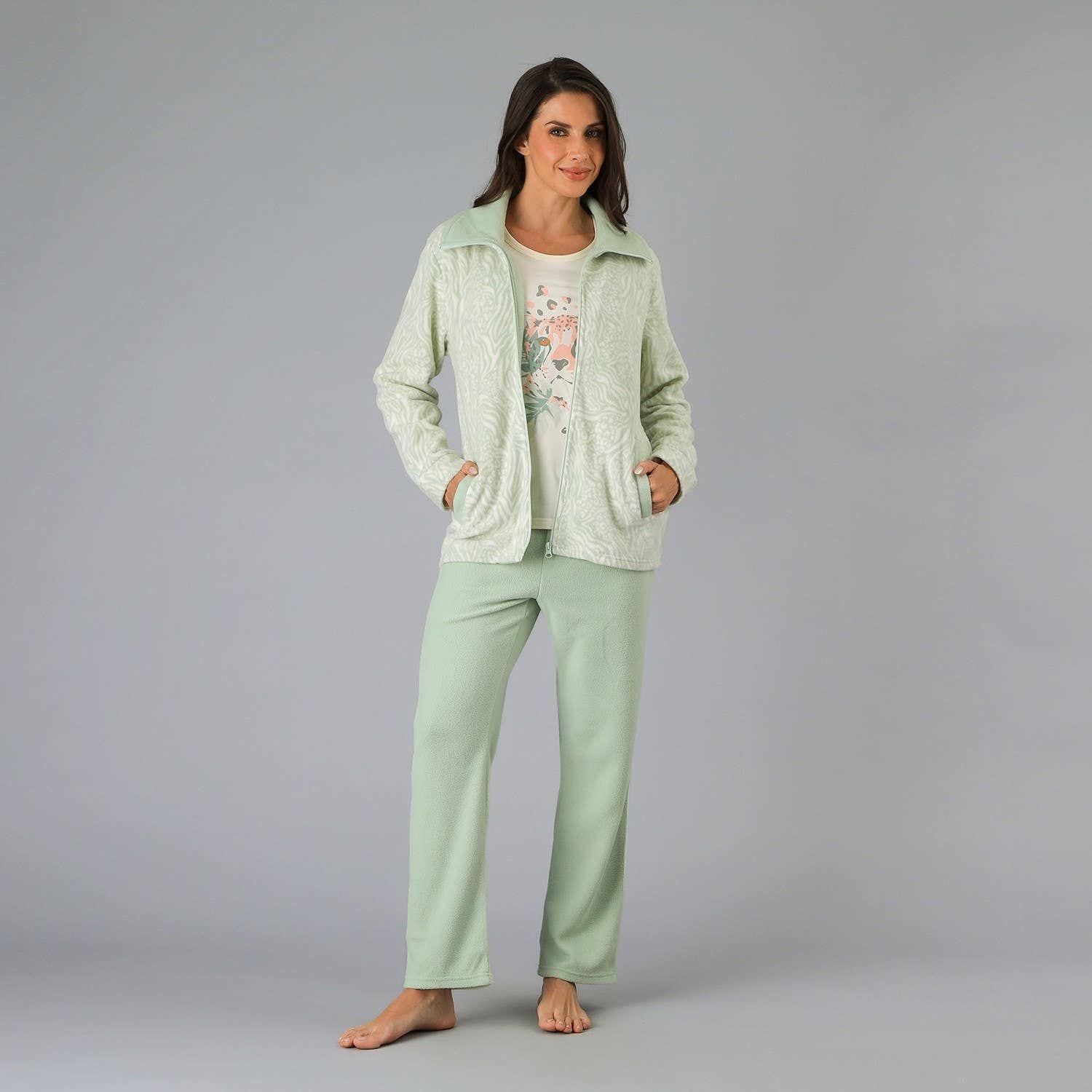 Pijama Micropolar Polerón/Polera 3Pz Verde-0