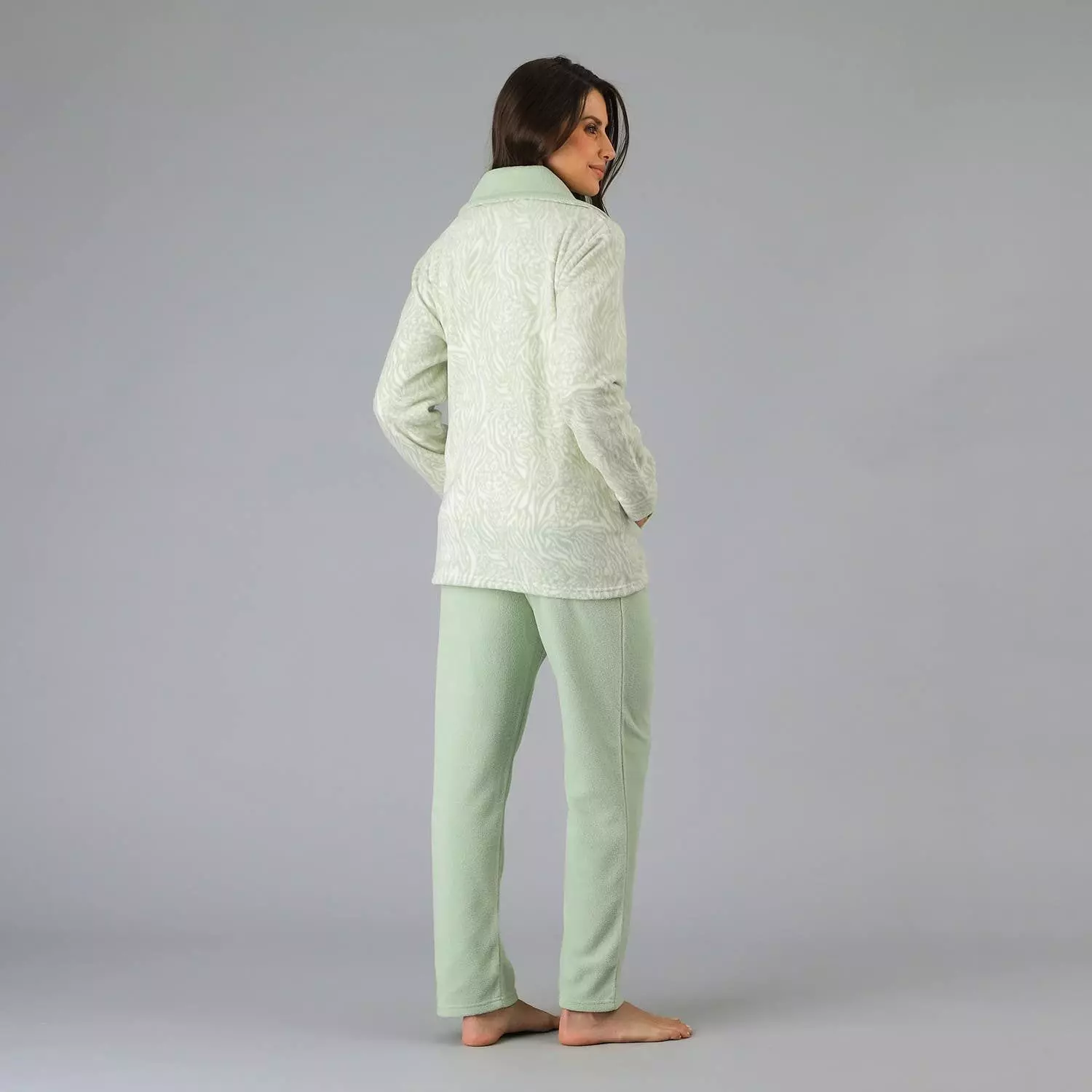 Pijama Micropolar Polerón/Polera 3Pz Verde-1