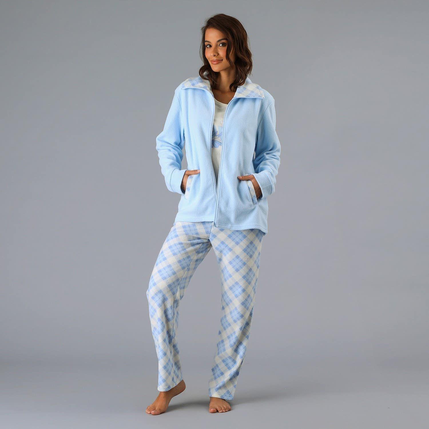 Pijama Micropolar Polerón/Polera 3Pz Azul-3