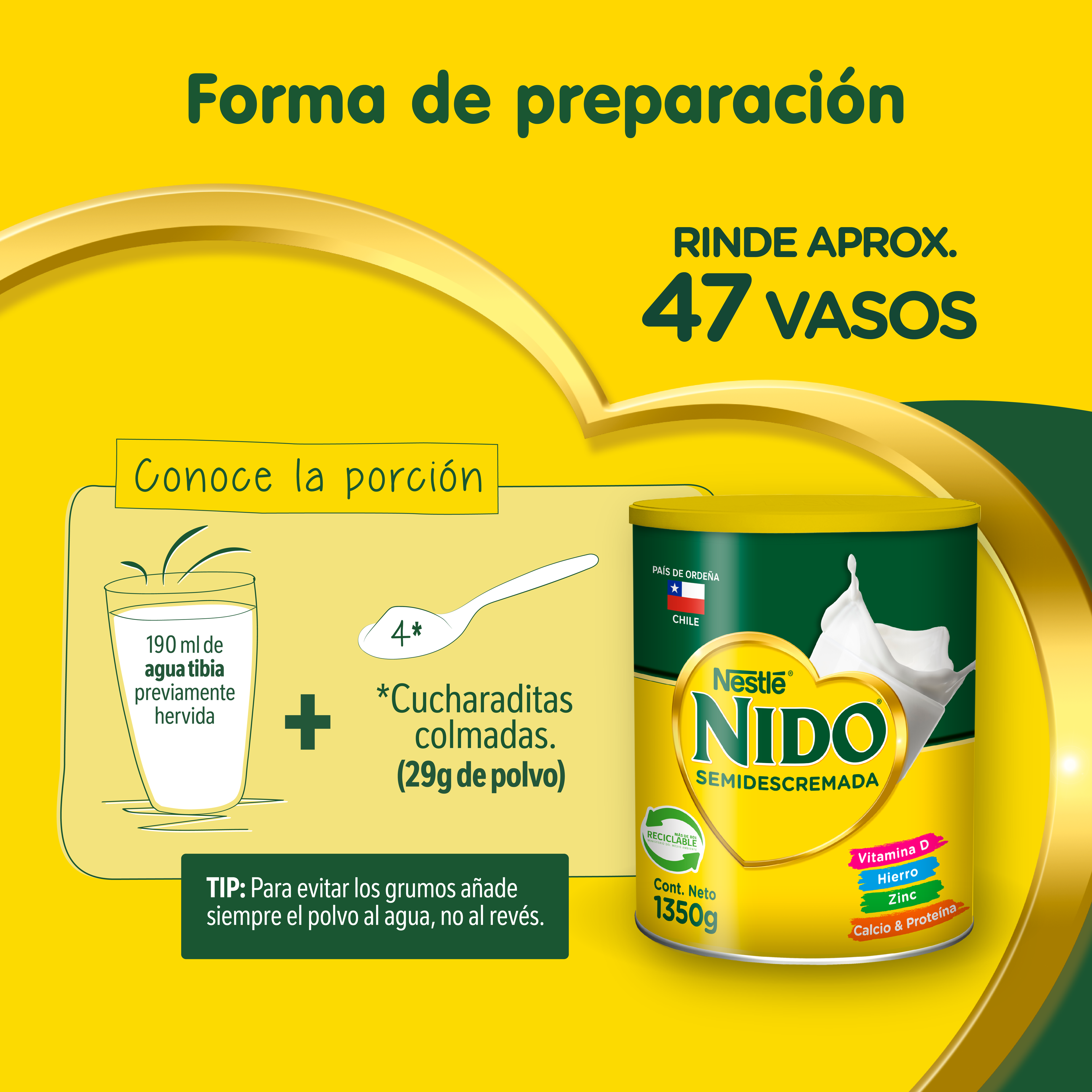 Leche en polvo NIDO® Semidescremada Tarro 1350g Pack x 3-3