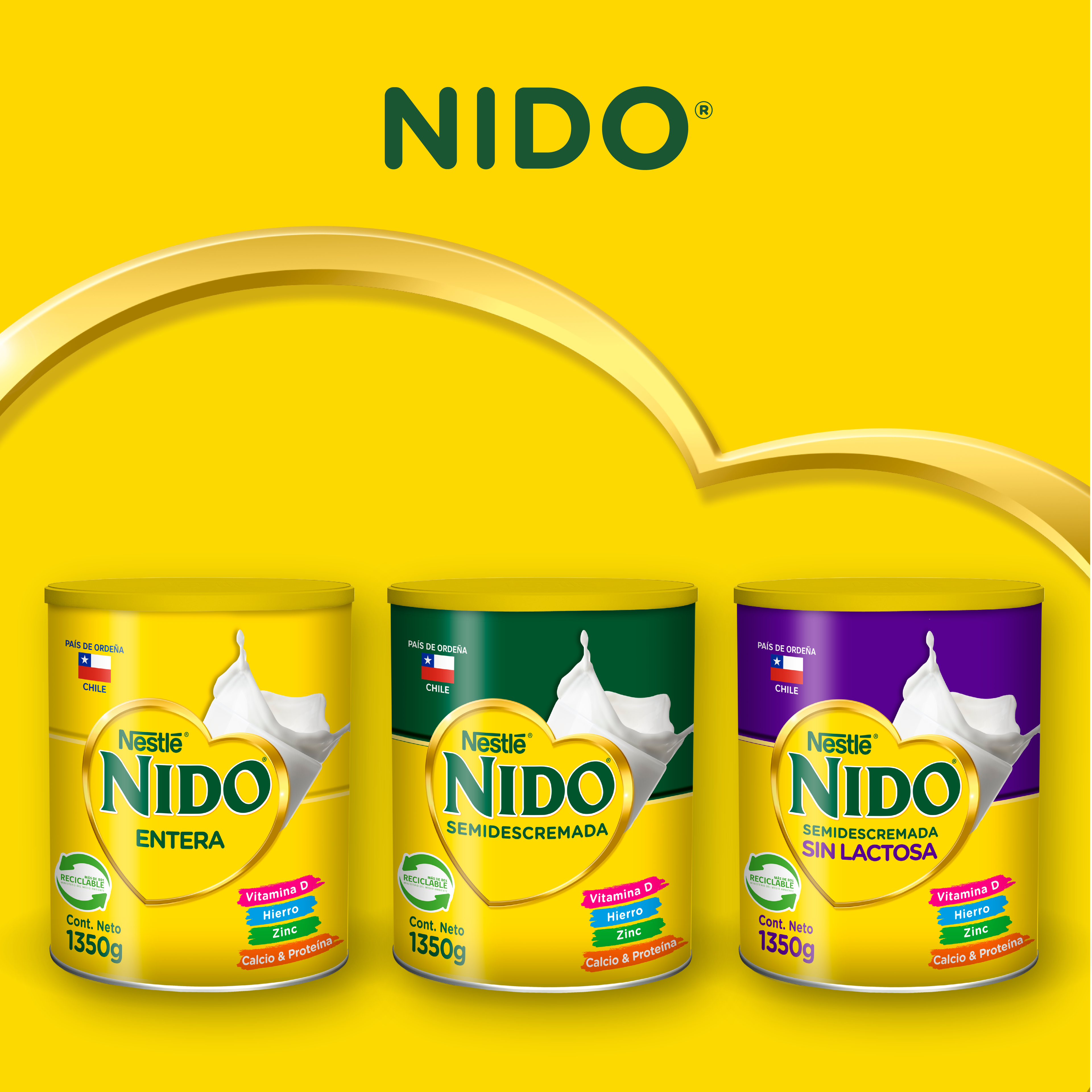 Leche en polvo NIDO® Semidescremada Tarro 1350g Pack x 3-4