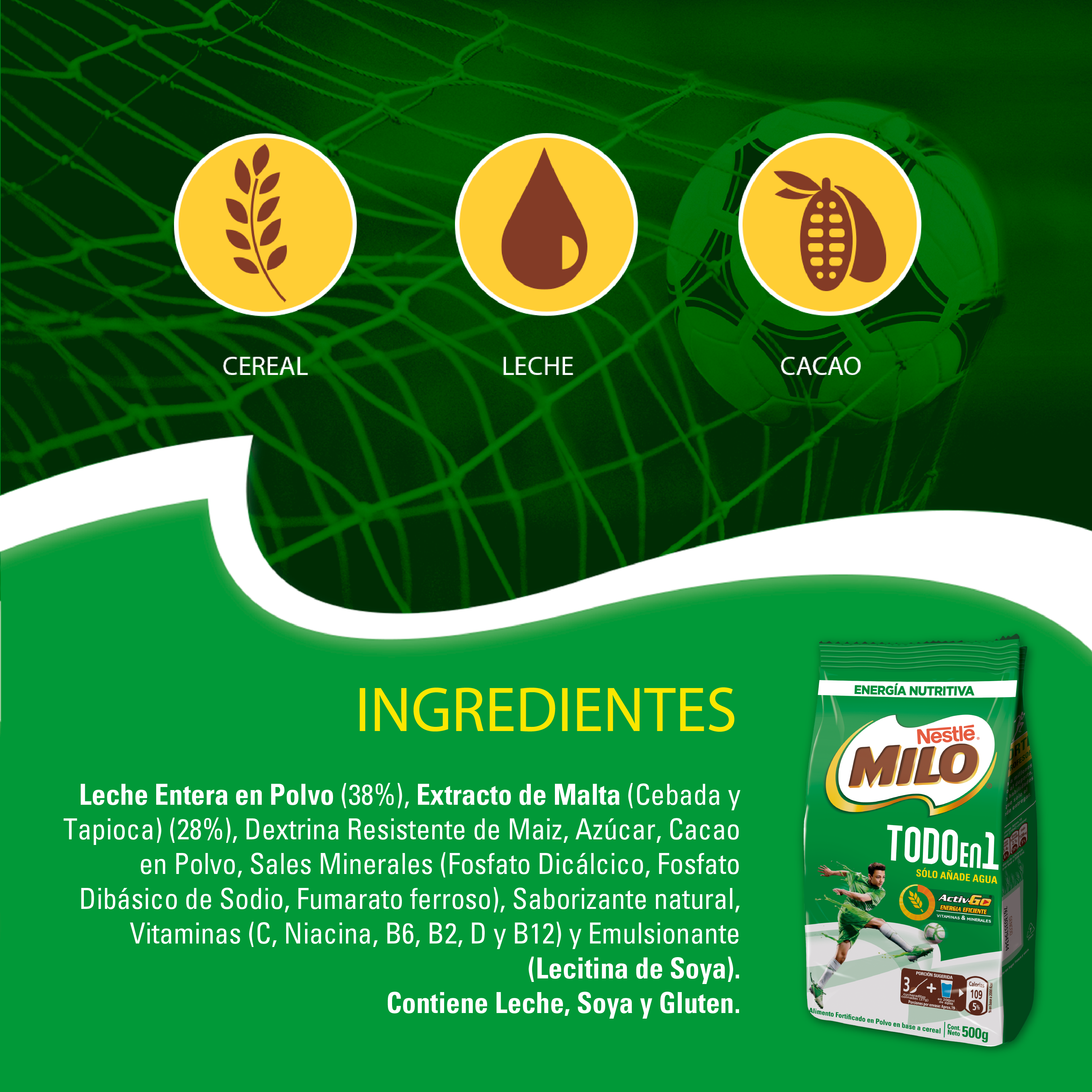 Saborizante MILO® ACTIV-GO® con leche listo para tomar Bolsa 500g Pack X3-3