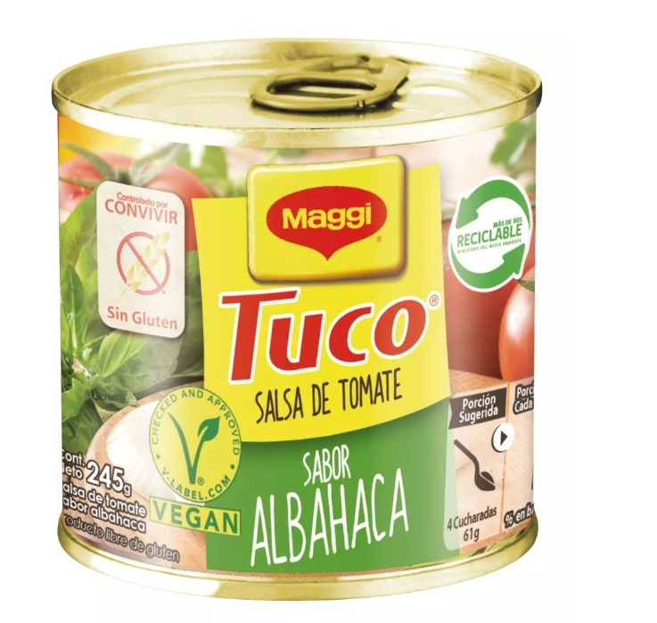 Salsa de tomate MAGGI® Tuco con Albahaca Lata 245g Pack x4-1
