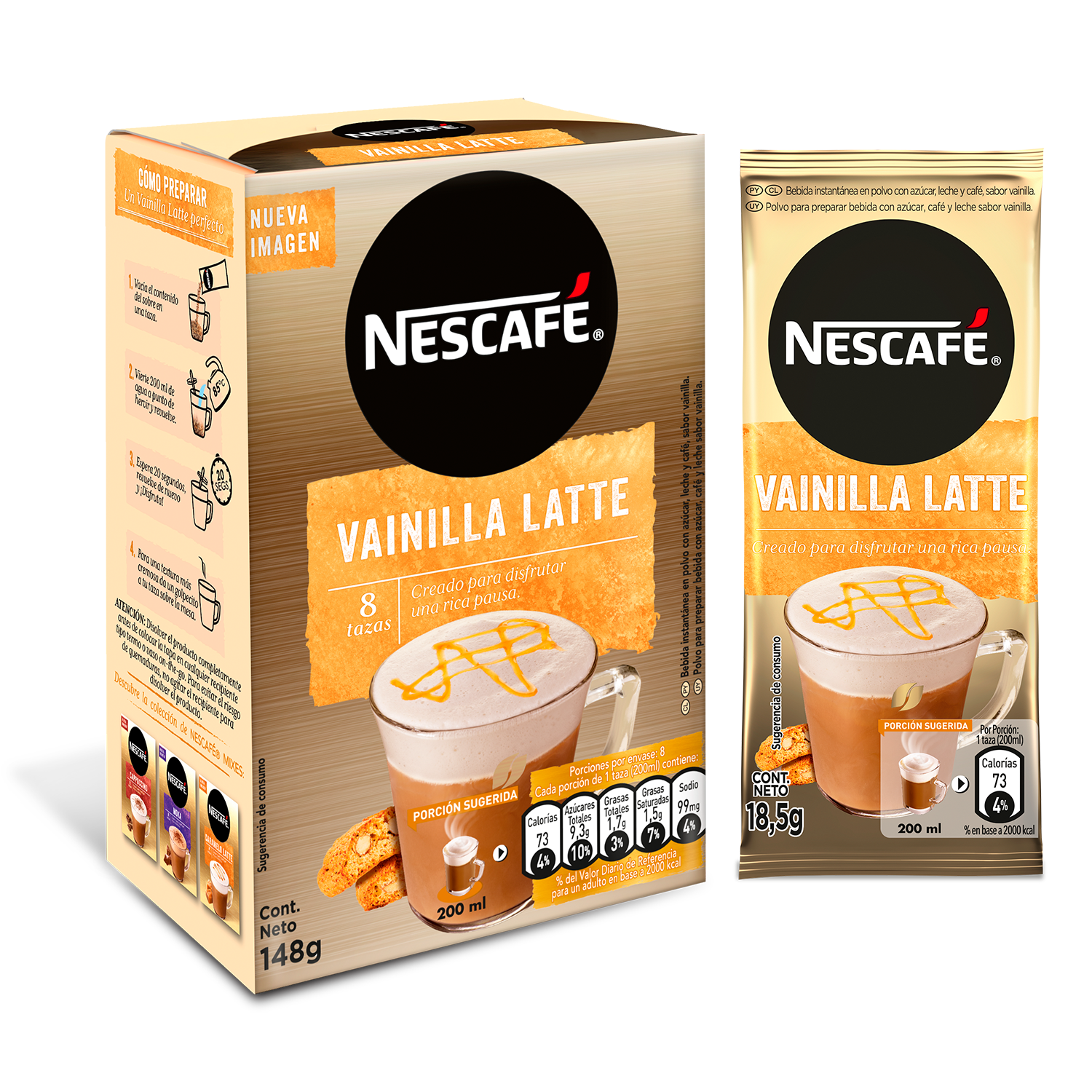 Café NESCAFÉ® Vainilla Latte 8x18,5g X3 Cajas-1