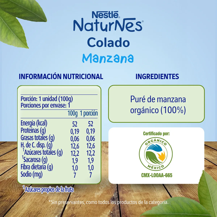 Compota NESTLÉ NATURNES® Orgánico Manzana 100g Pack X16-1