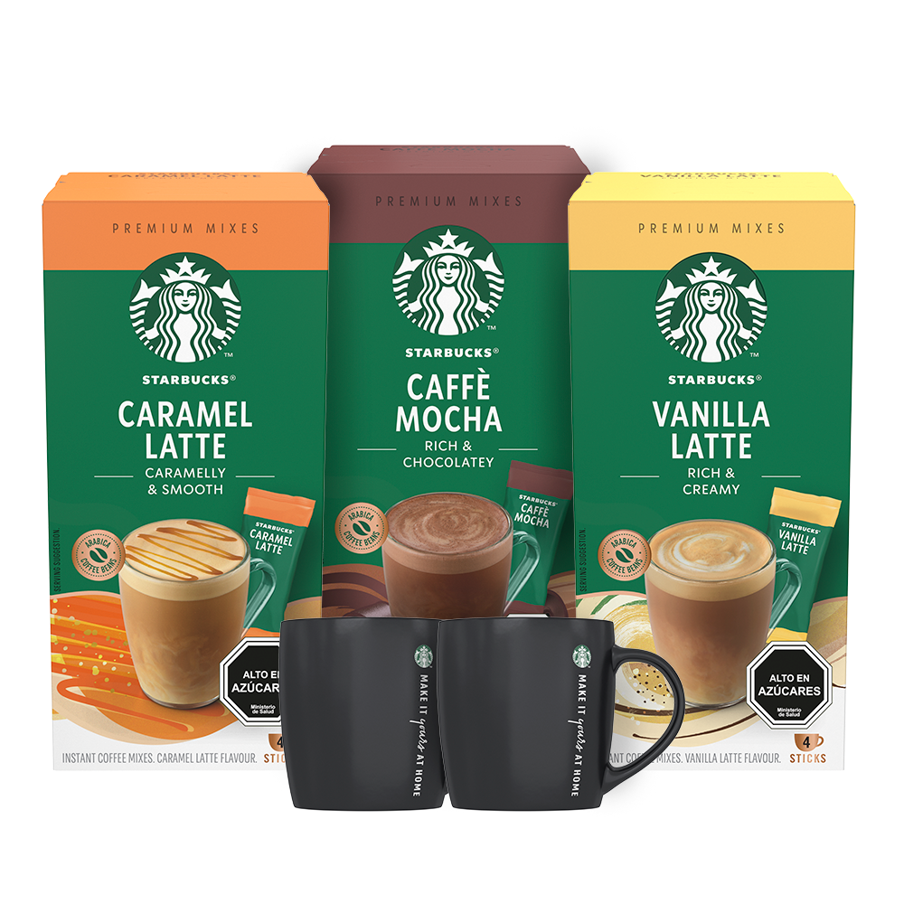 Pack Café Starbucks Premium Instant Variedades x3 cajas + 2 Tasas de regalo.-1